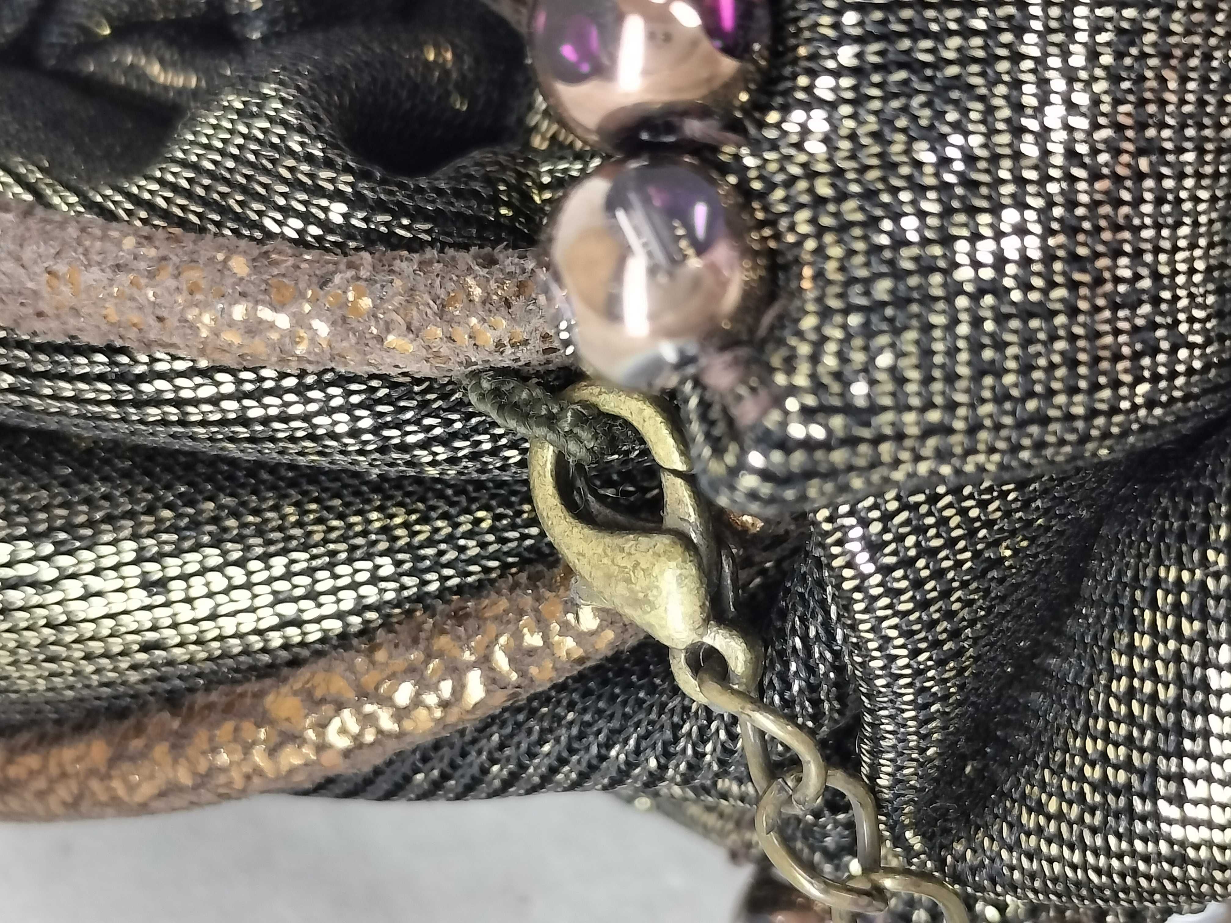 Beaded Rhinestone Bijou Glitter Weave Kisslock Gold Accessory Pouch Handbag Pouch — view 5