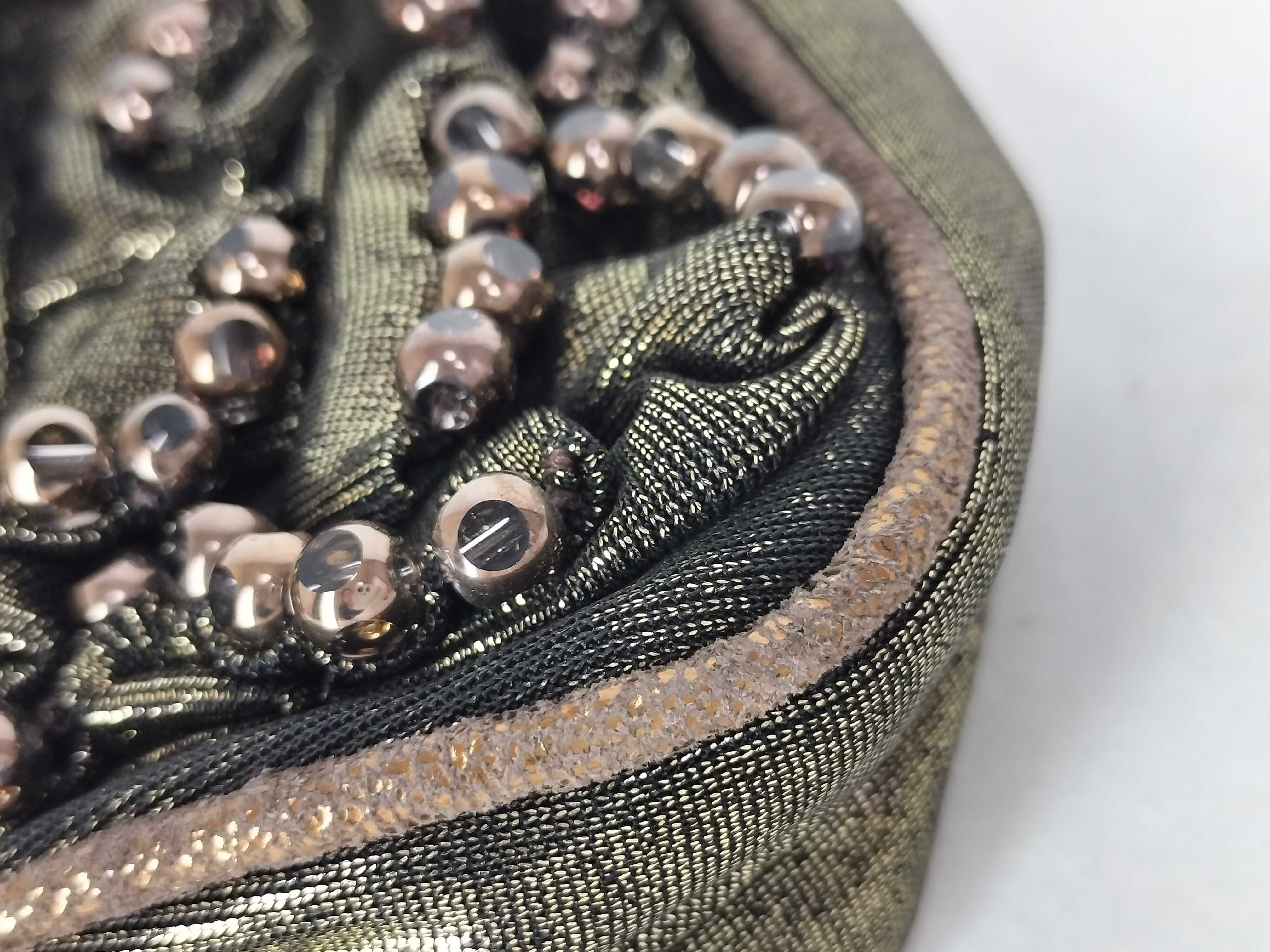 Beaded Rhinestone Bijou Glitter Weave Kisslock Gold Accessory Pouch Handbag Pouch — view 6