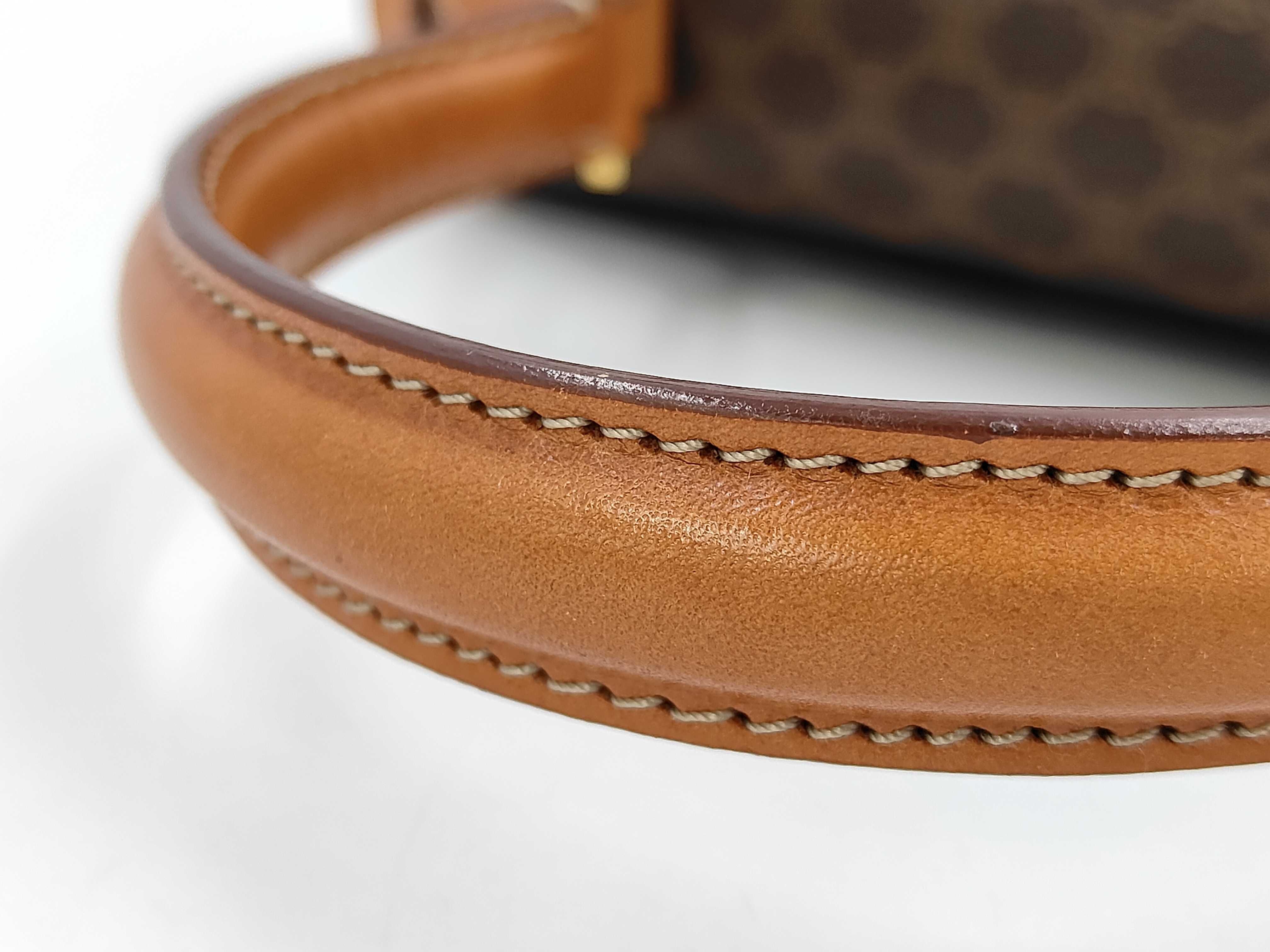 Vintage Macadam Pattern Handbag, PVC Leather, Turn-Lock Closure, Flap Closure, Brown, Circle Logo, Gold Hardware. — view 4