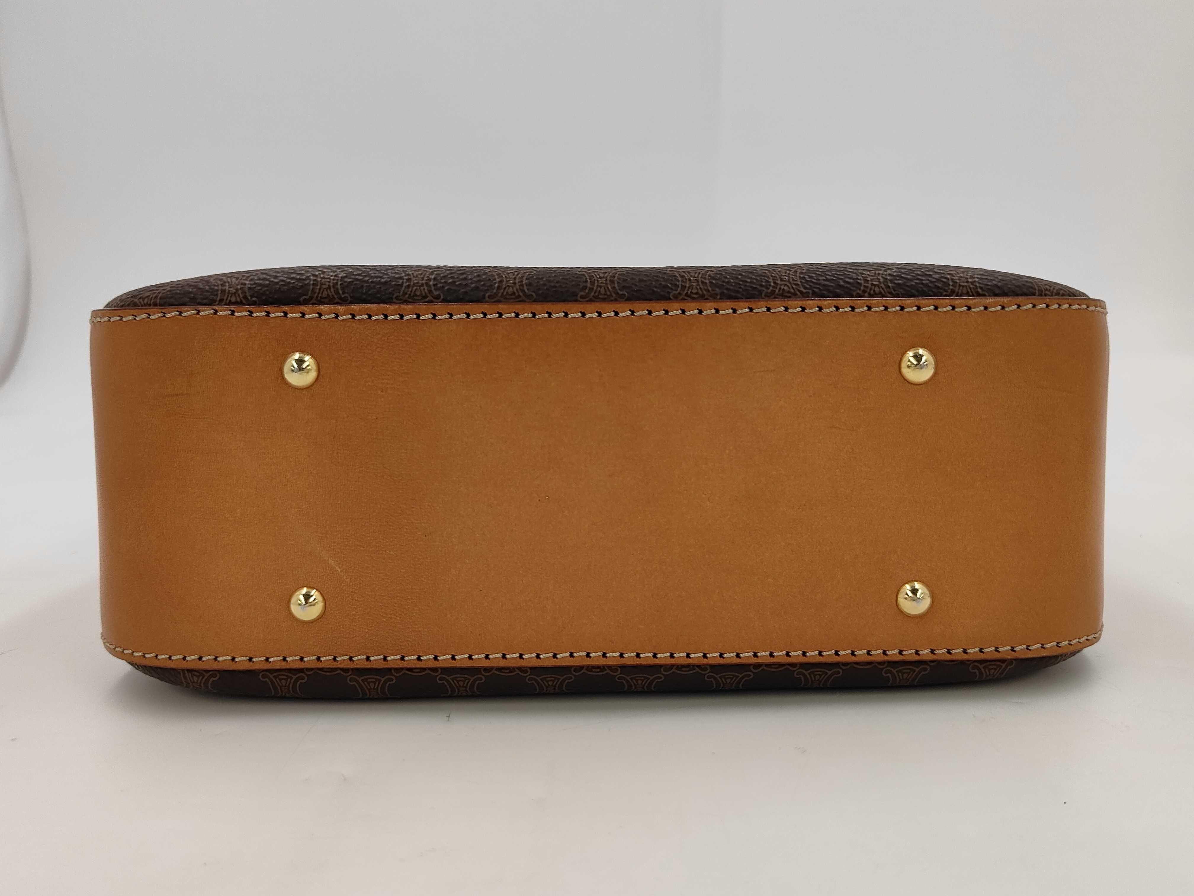 Vintage Macadam Pattern Handbag, PVC Leather, Turn-Lock Closure, Flap Closure, Brown, Circle Logo, Gold Hardware. — view 7