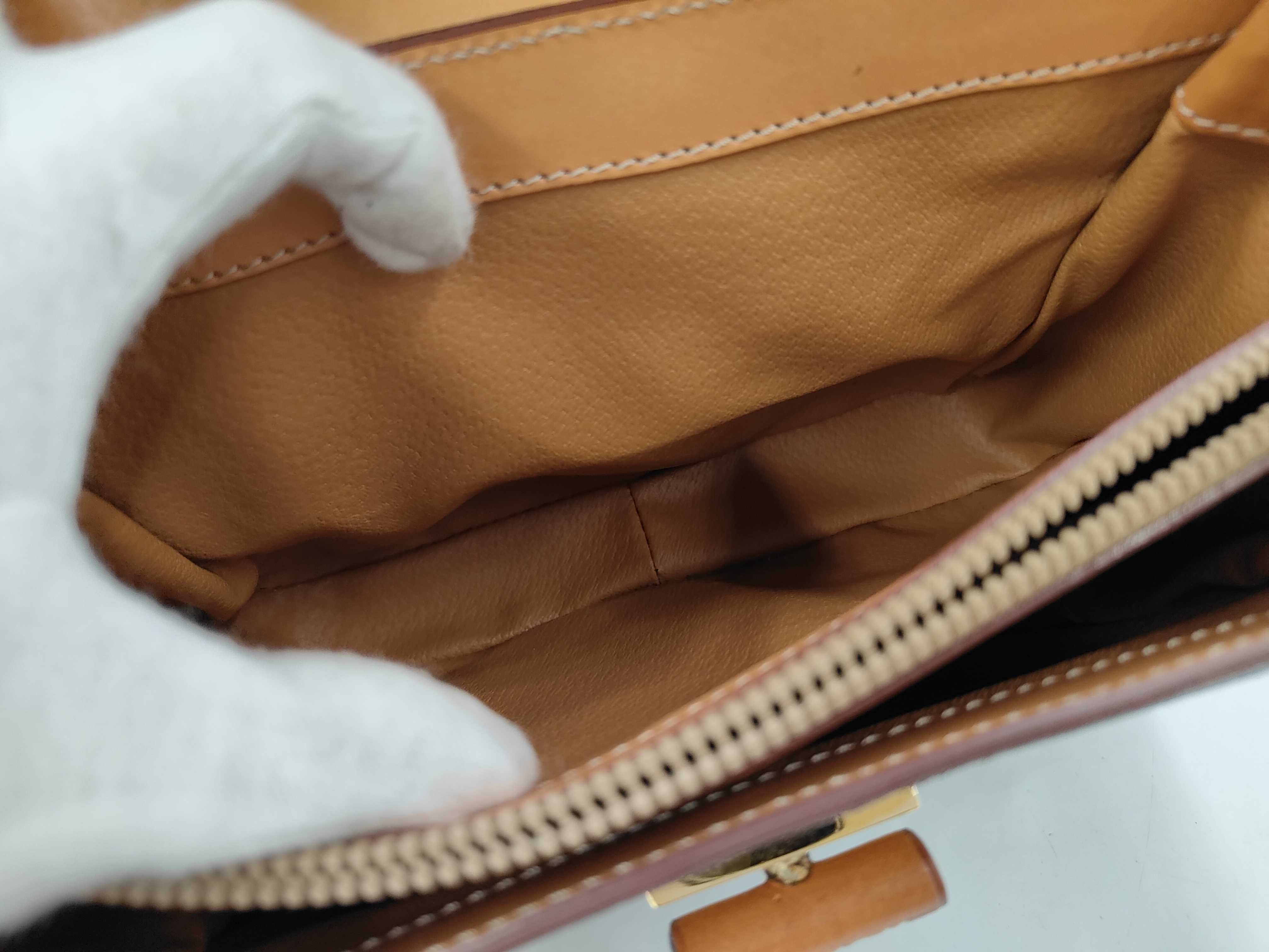 Vintage Macadam Pattern Handbag, PVC Leather, Turn-Lock Closure, Flap Closure, Brown, Circle Logo, Gold Hardware. — view 8