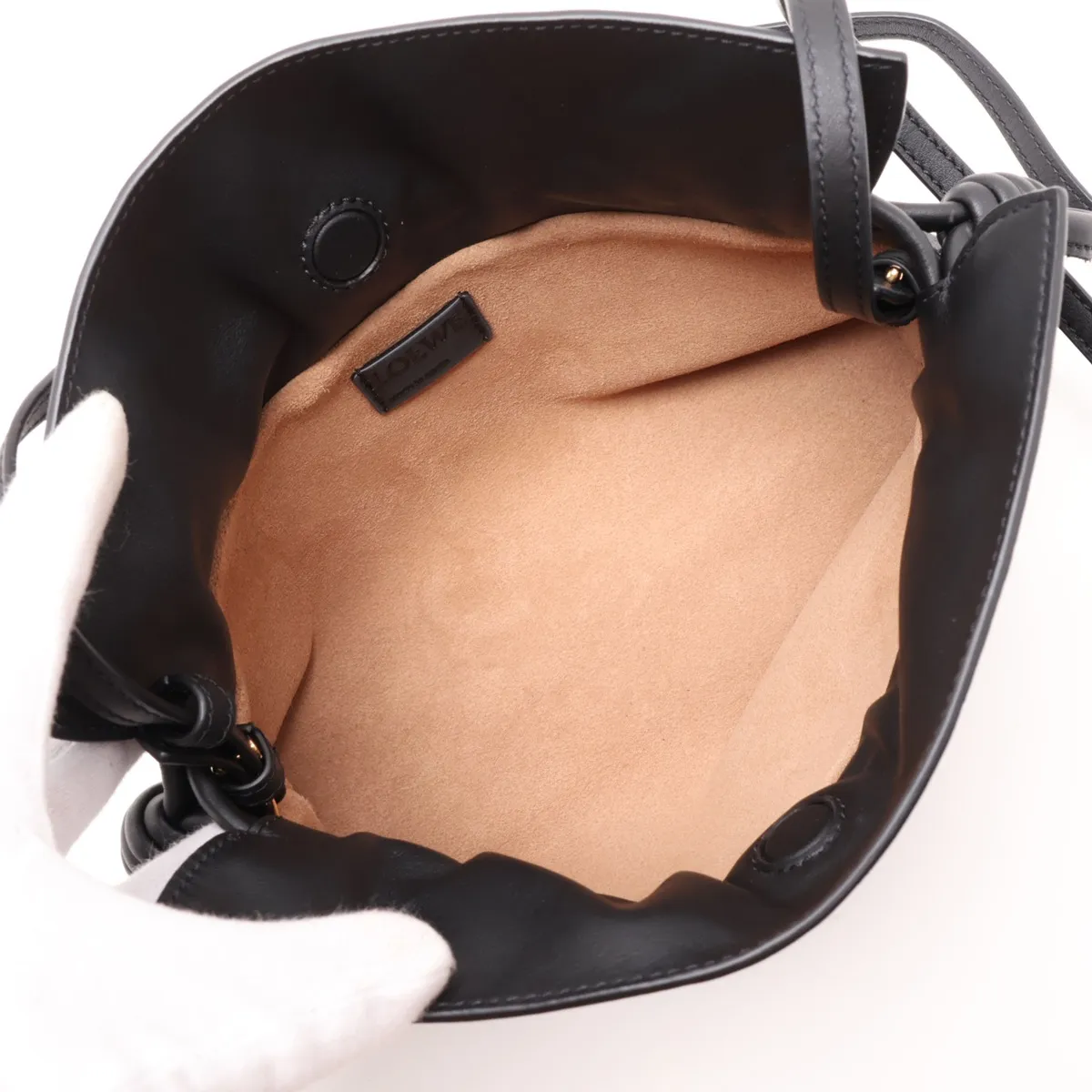 Flamenco Clutch Mini Leather 2-Way Shoulder Bag, Black — view 6