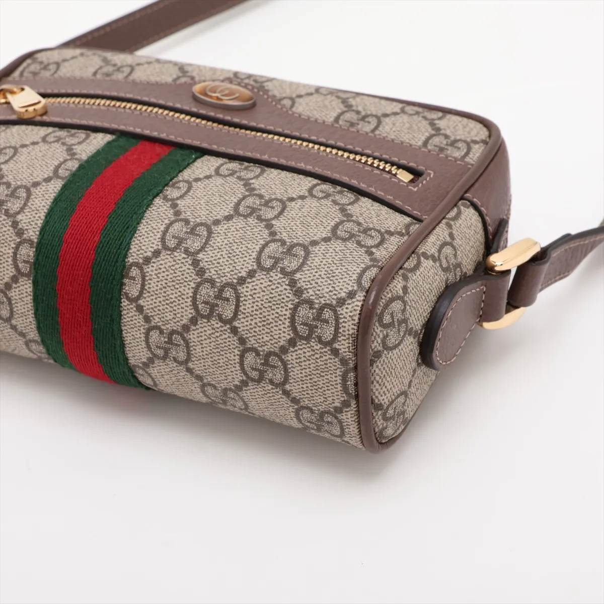 GG Supreme PVC x Leather Shoulder Bag, Beige x Brown, 517350 — view 3
