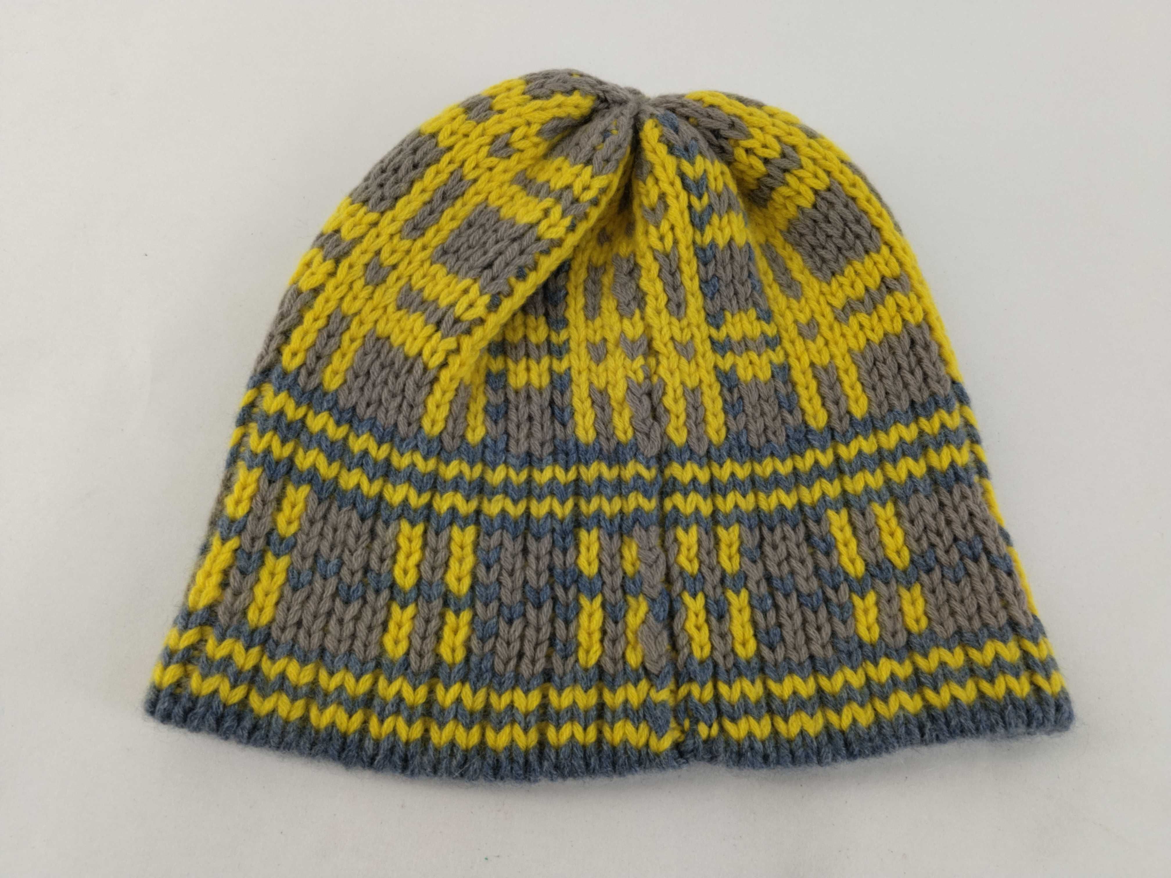 knit hat, yellow and gray, other accessories — view 2
