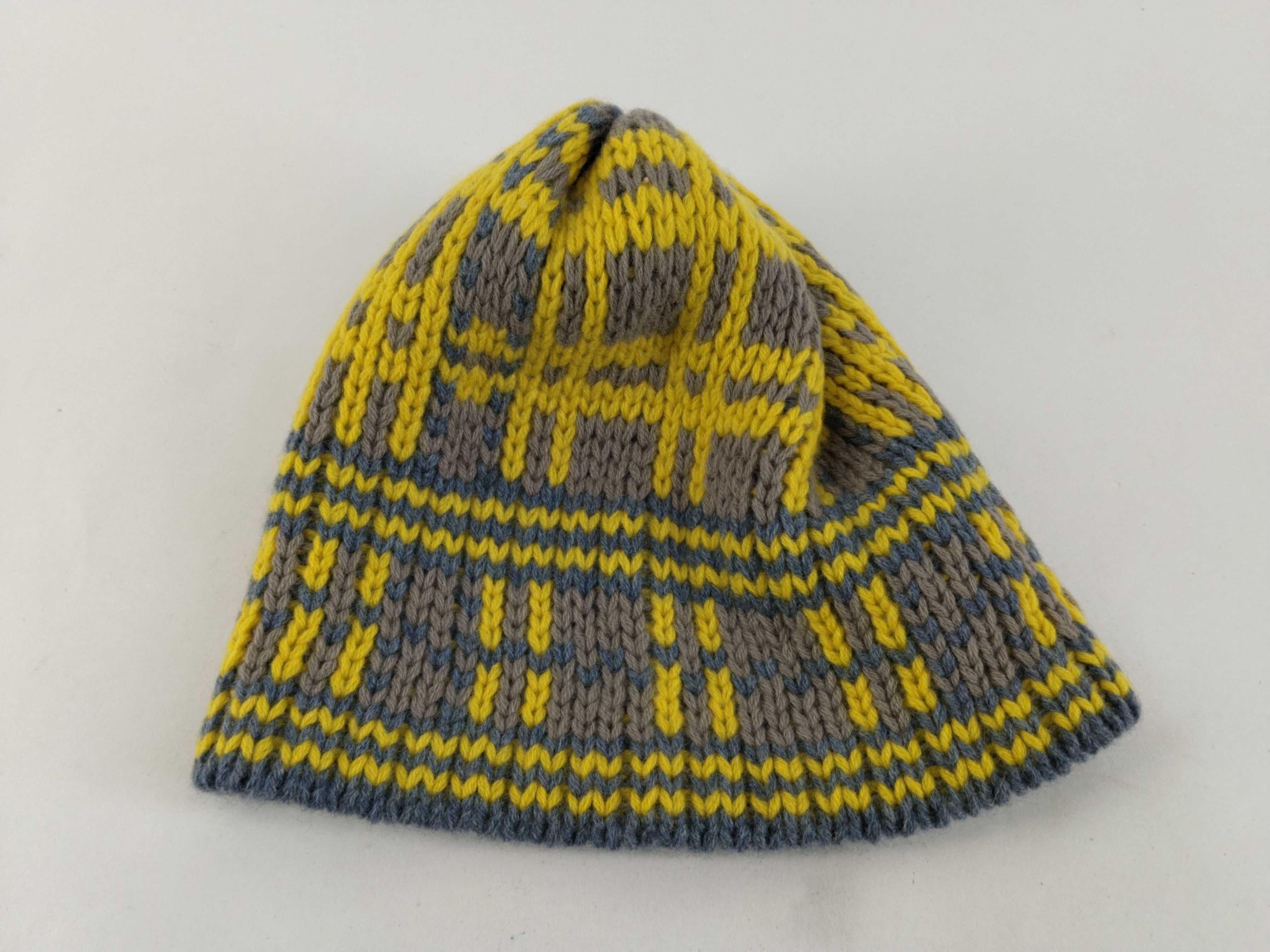 knit hat, yellow and gray, other accessories — view 3