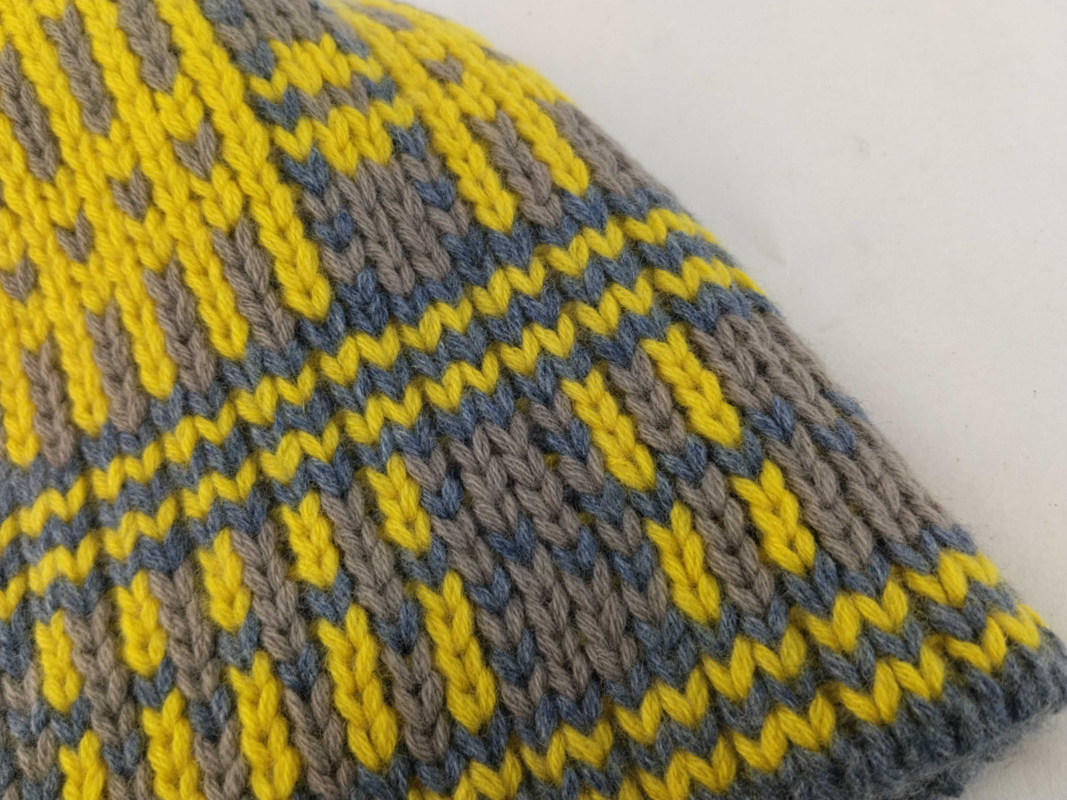 knit hat, yellow and gray, other accessories — view 7