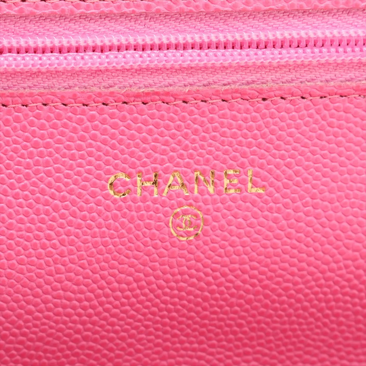 Matelassé Caviar Skin Chain Wallet, Pink with Gold Hardware, 29922302, Serial Number 29, AP0250 — view 11