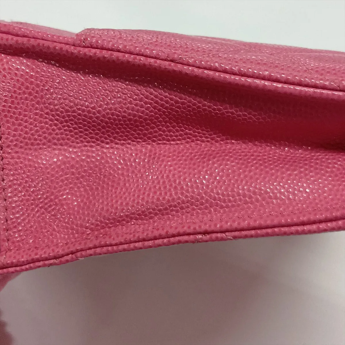 Matelassé Caviar Skin Chain Wallet, Pink with Gold Hardware, 29922302, Serial Number 29, AP0250 — view 13