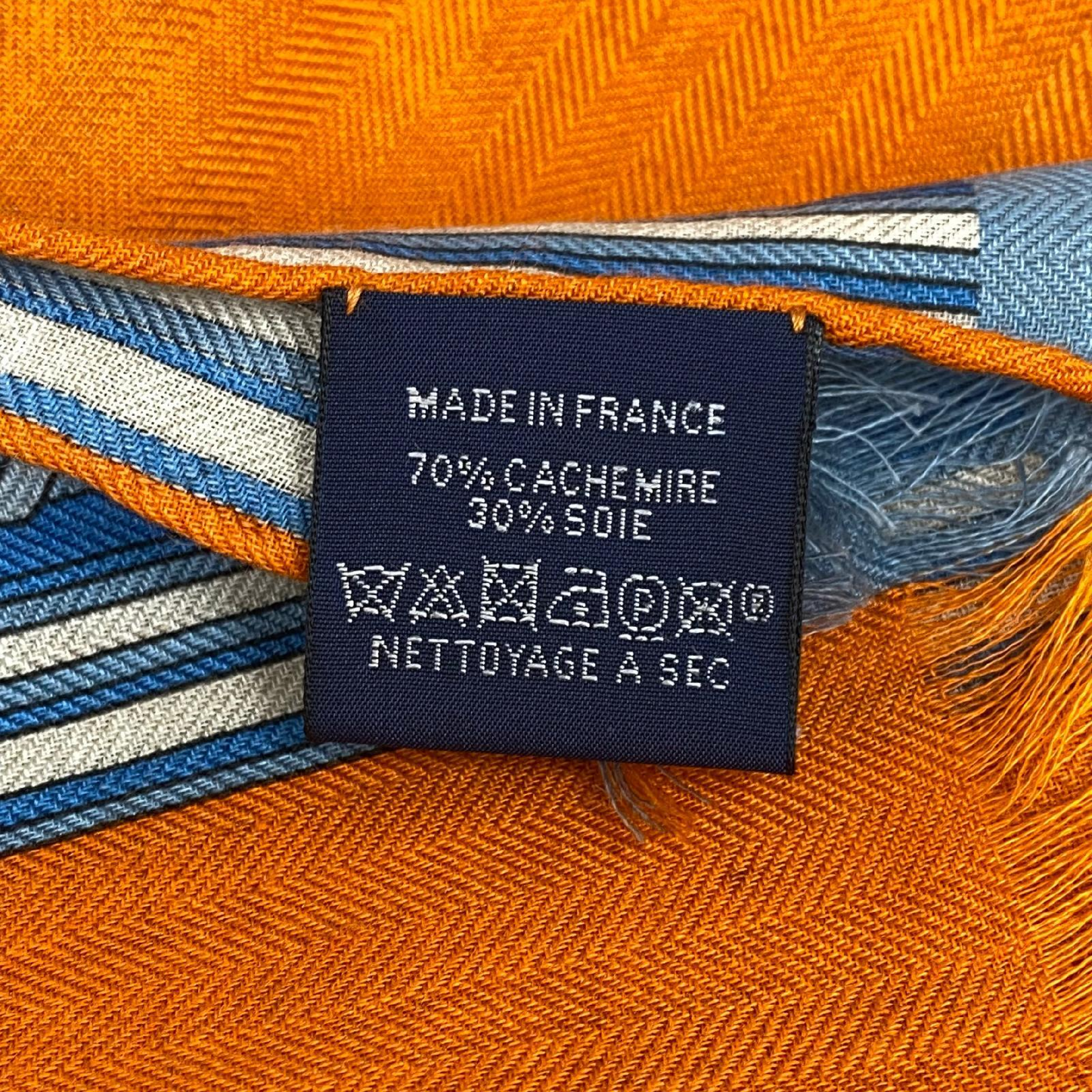 【*Shipped from: Hong Kong*】HERMES ( ) Orange Cashmere 70%/Silk 30% Pegasus Scarf Other Accessories — view 9