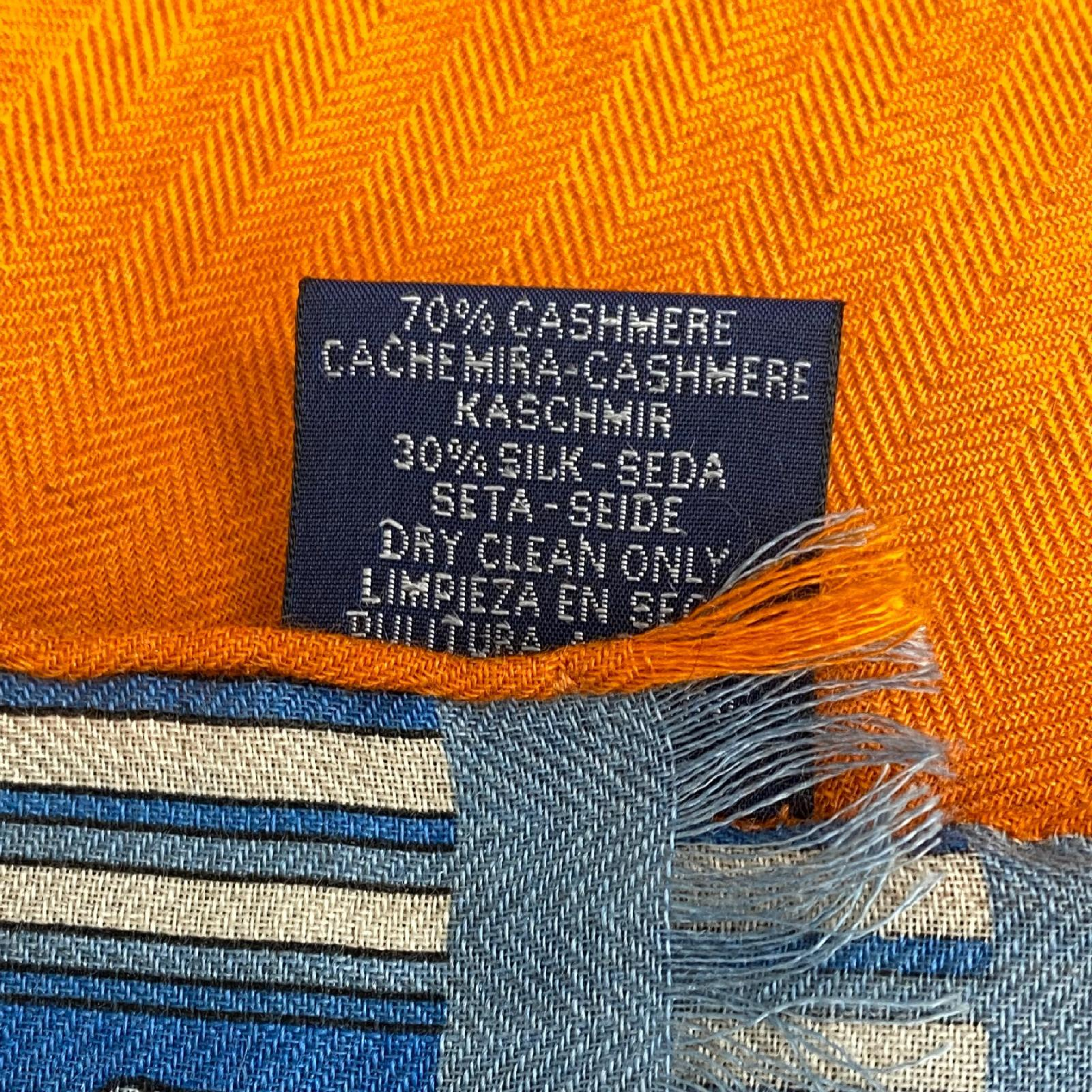 【*Shipped from: Hong Kong*】HERMES ( ) Orange Cashmere 70%/Silk 30% Pegasus Scarf Other Accessories — view 10