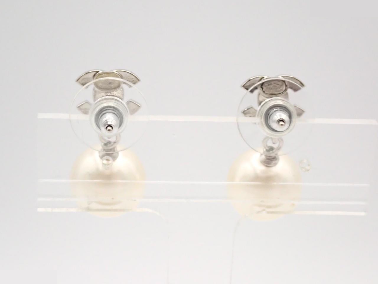 earrings, A19V, Coco Mark, stone, pearl, 2.8cm in height. — view 2