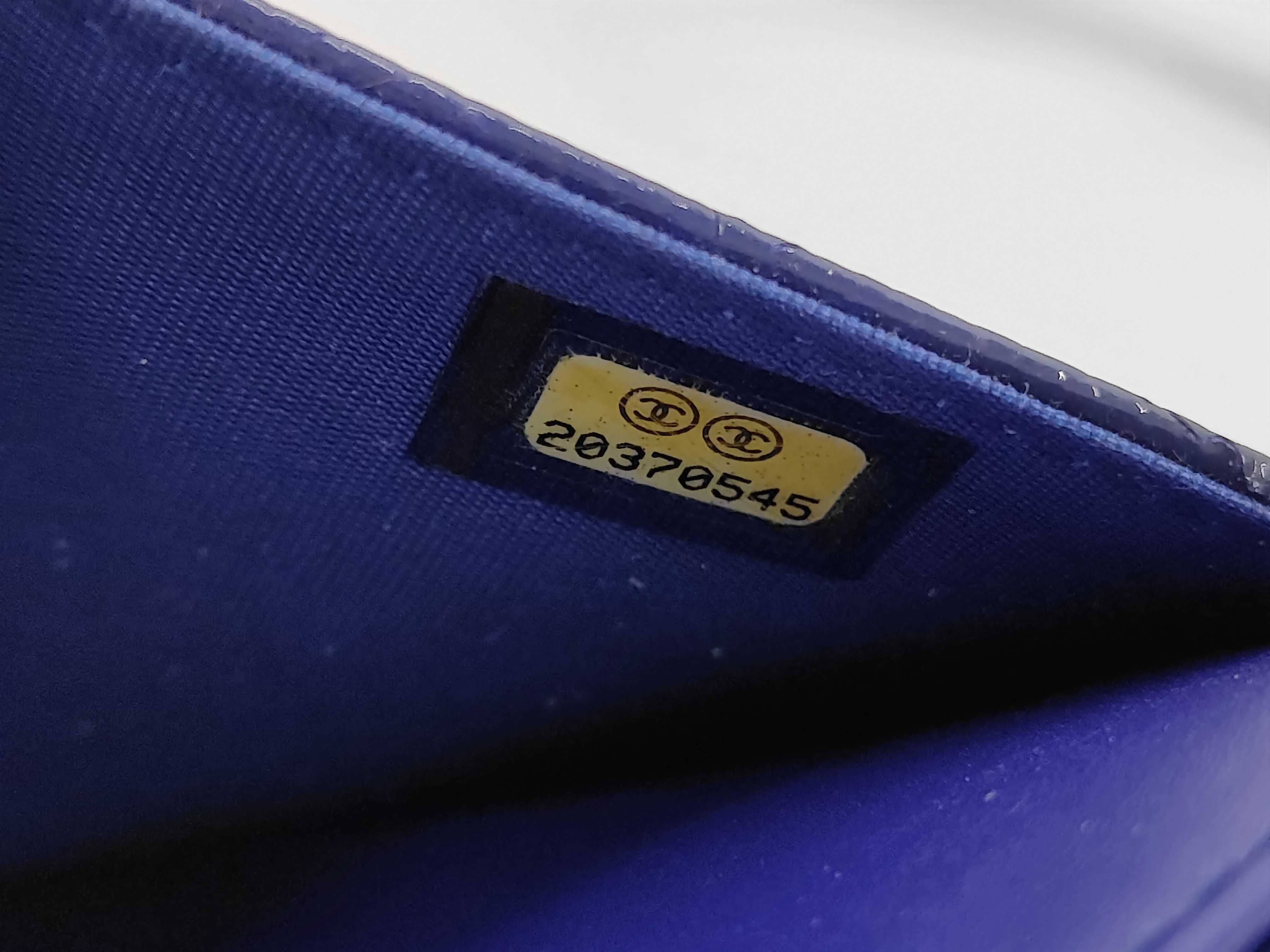 WOC Blue Calfskin Medium Big Logo Embossed Shoulder Bag — view 12