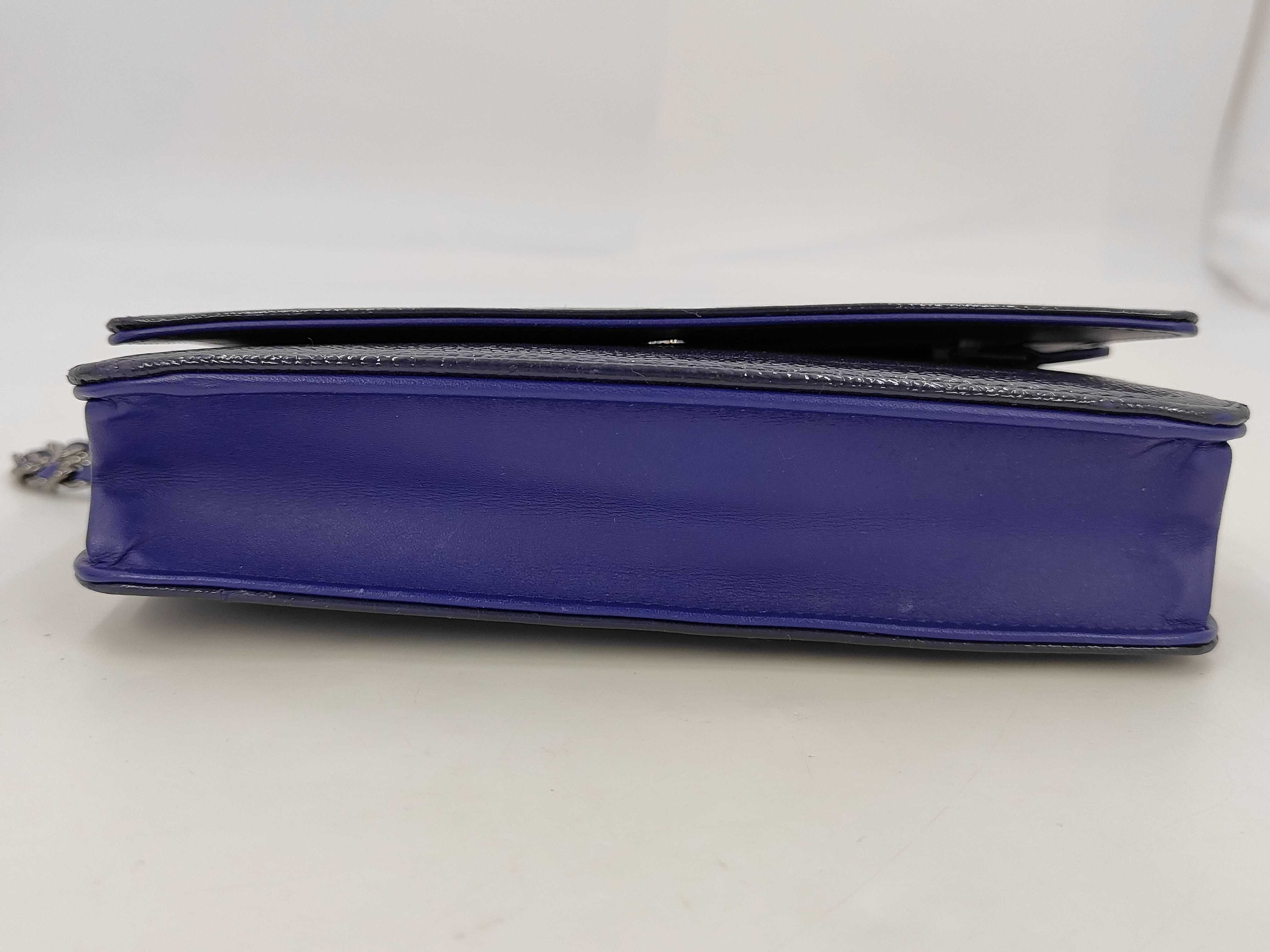 WOC Blue Calfskin Medium Big Logo Embossed Shoulder Bag — view 4