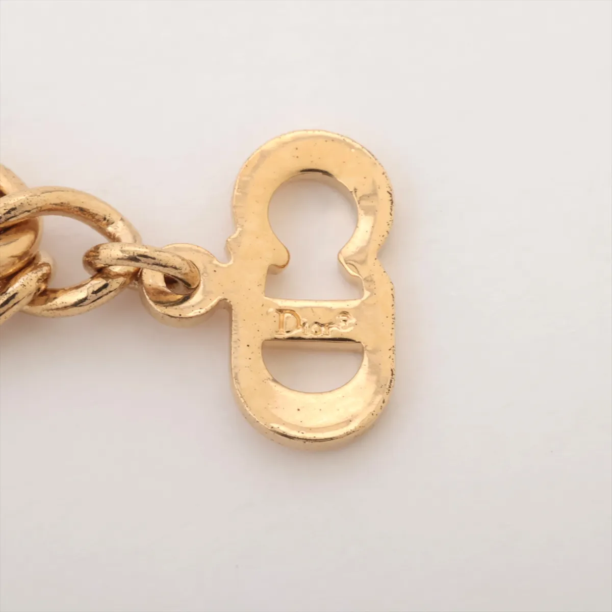 CD logo necklace, GP gold, shows signs of wear, tarnishing, — view 4