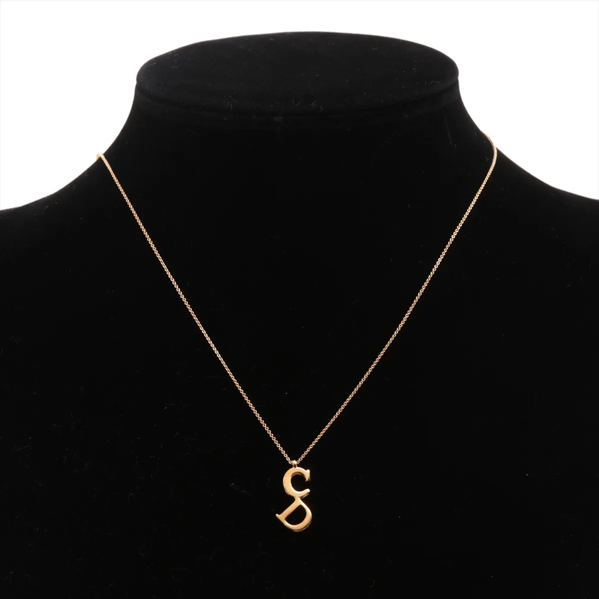 CD logo necklace, GP gold, shows signs of wear, tarnishing, — view 5