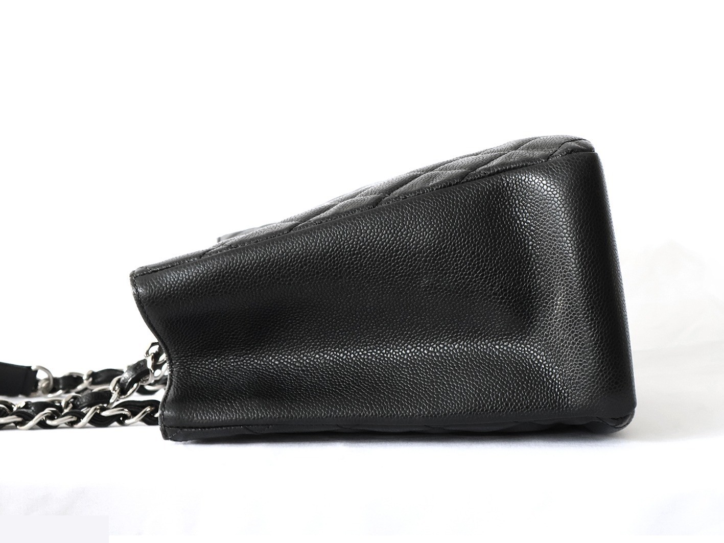 Caviar Skin GST Chain Tote Bag, Black — view 6