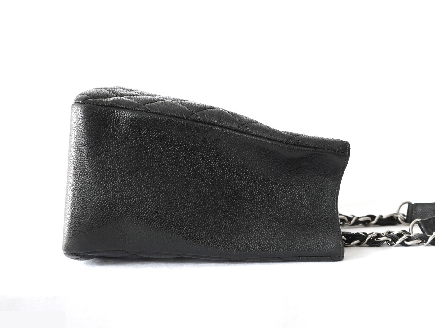 Caviar Skin GST Chain Tote Bag, Black — view 7