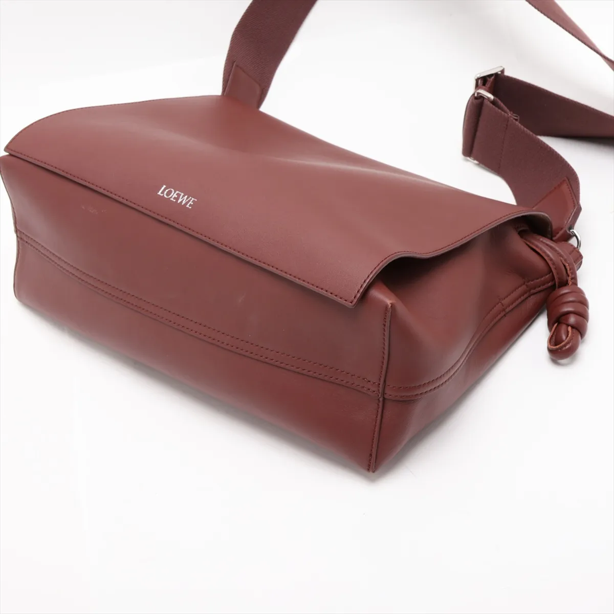 Flamenco Satchel Leather Shoulder Bag Brown — view 3