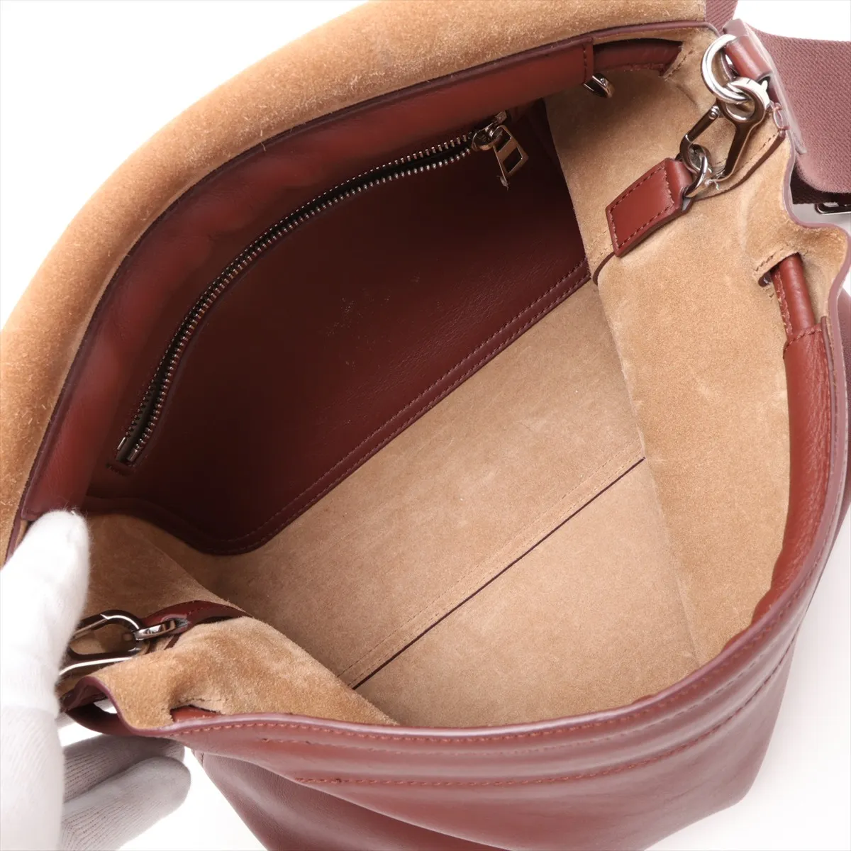 Flamenco Satchel Leather Shoulder Bag Brown — view 6