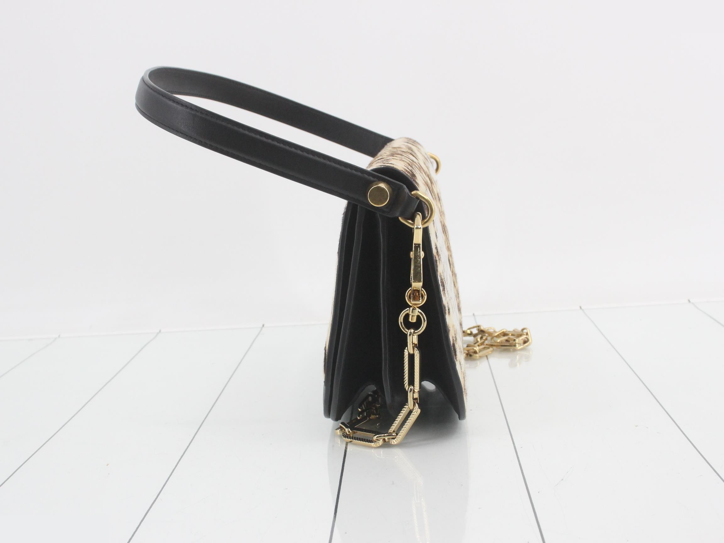 Calf hair leopard print chain shoulder bag — view 3