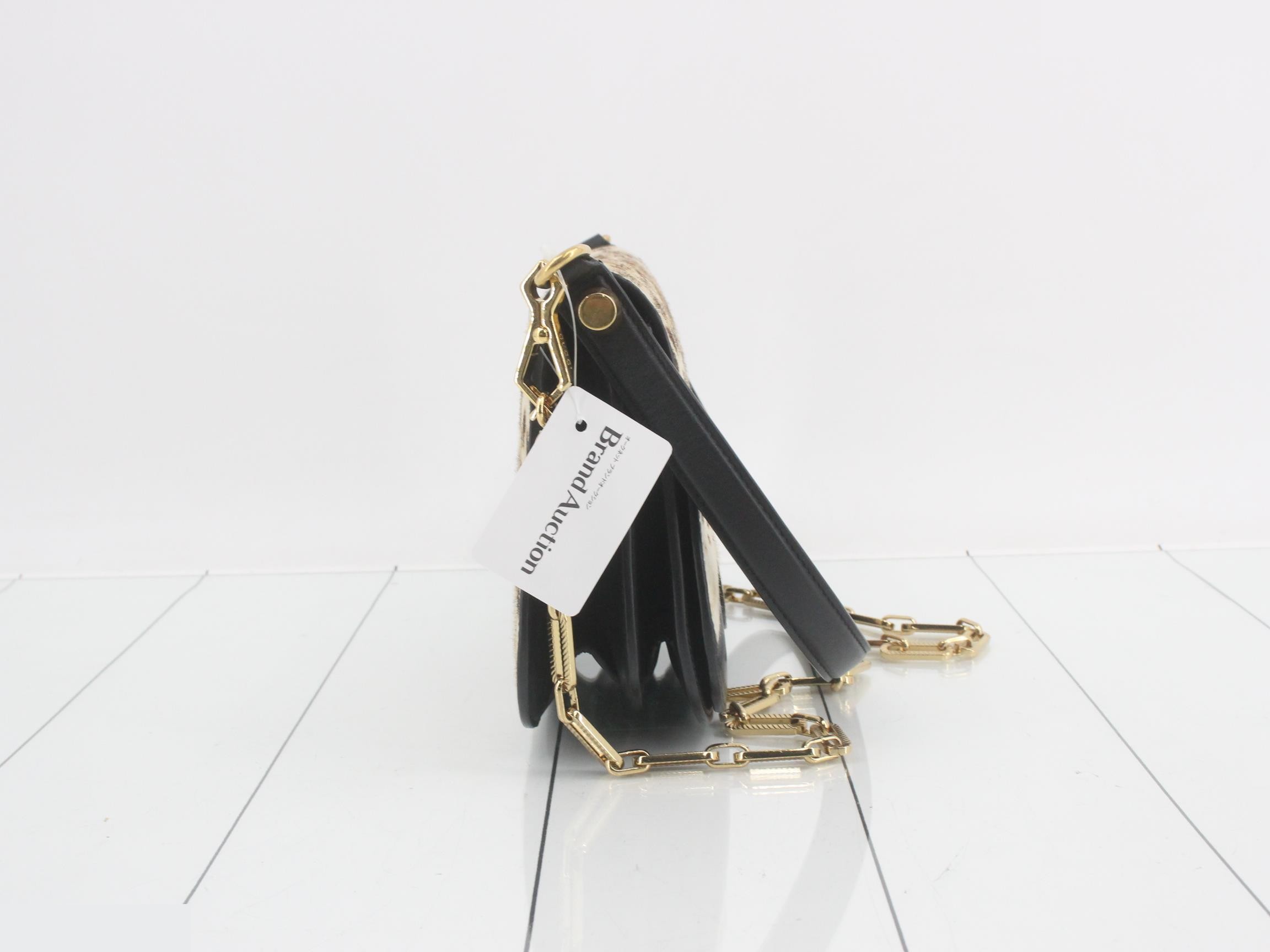 Calf hair leopard print chain shoulder bag — view 4