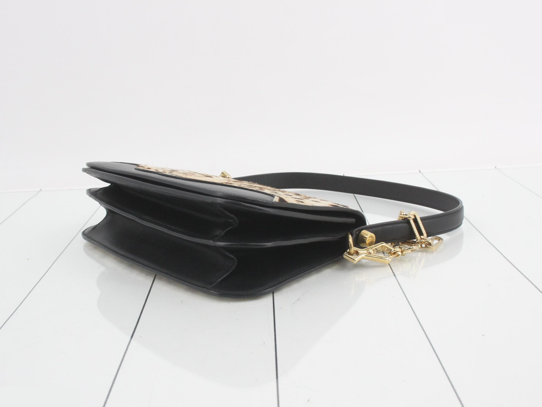 Calf hair leopard print chain shoulder bag — view 6