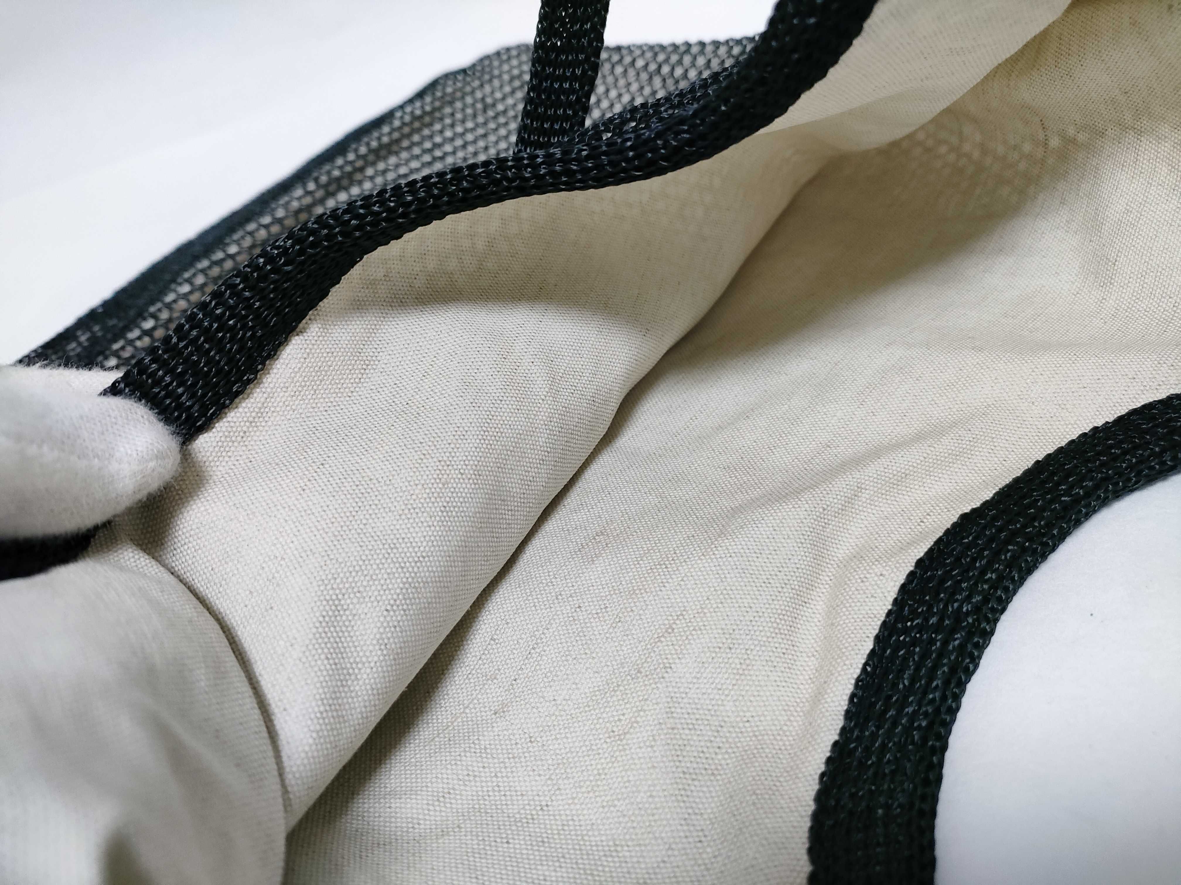 Ivy Raffia x Linen Tote Bag, Black x White Tote Bag — view 13