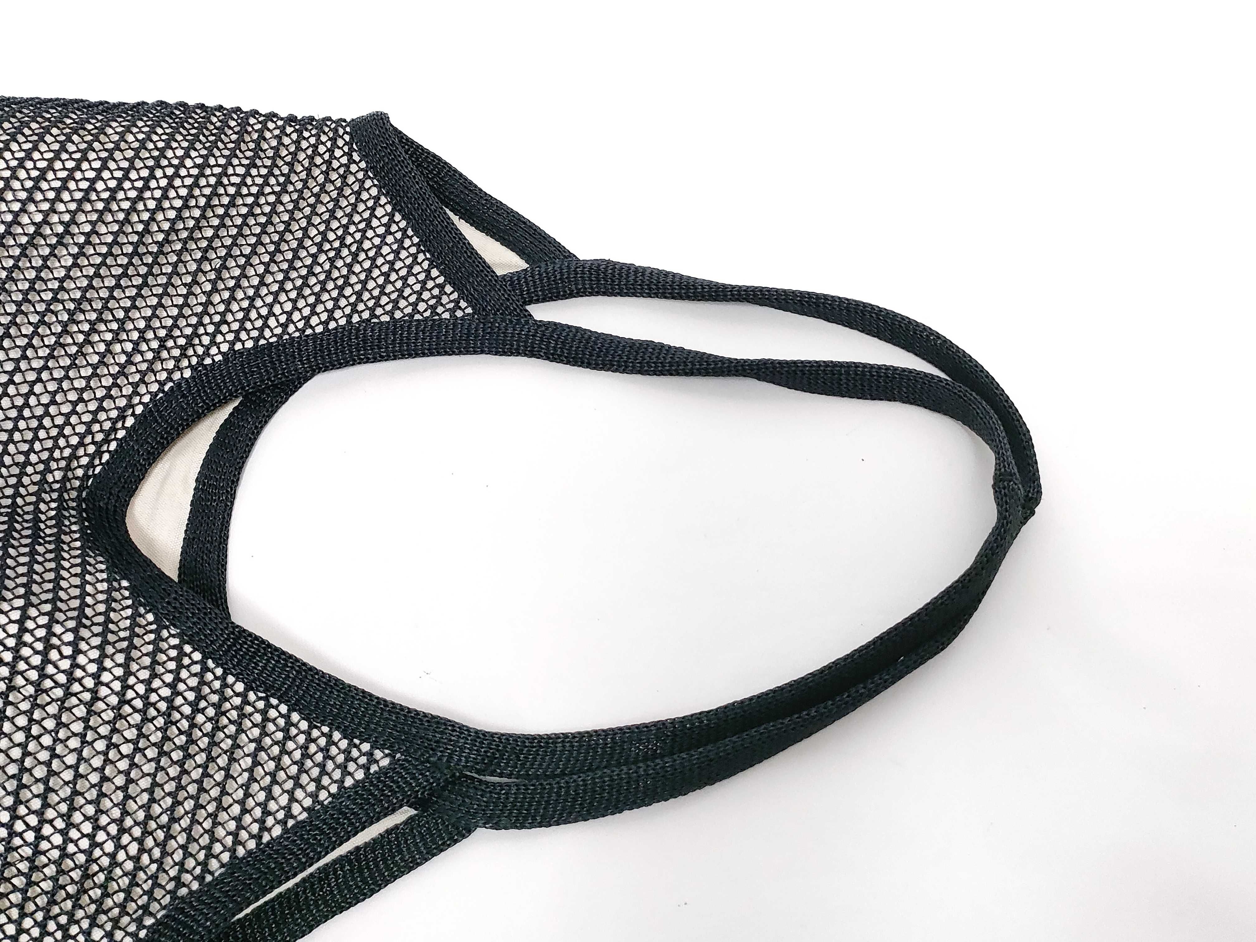 Ivy Raffia x Linen Tote Bag, Black x White Tote Bag — view 3