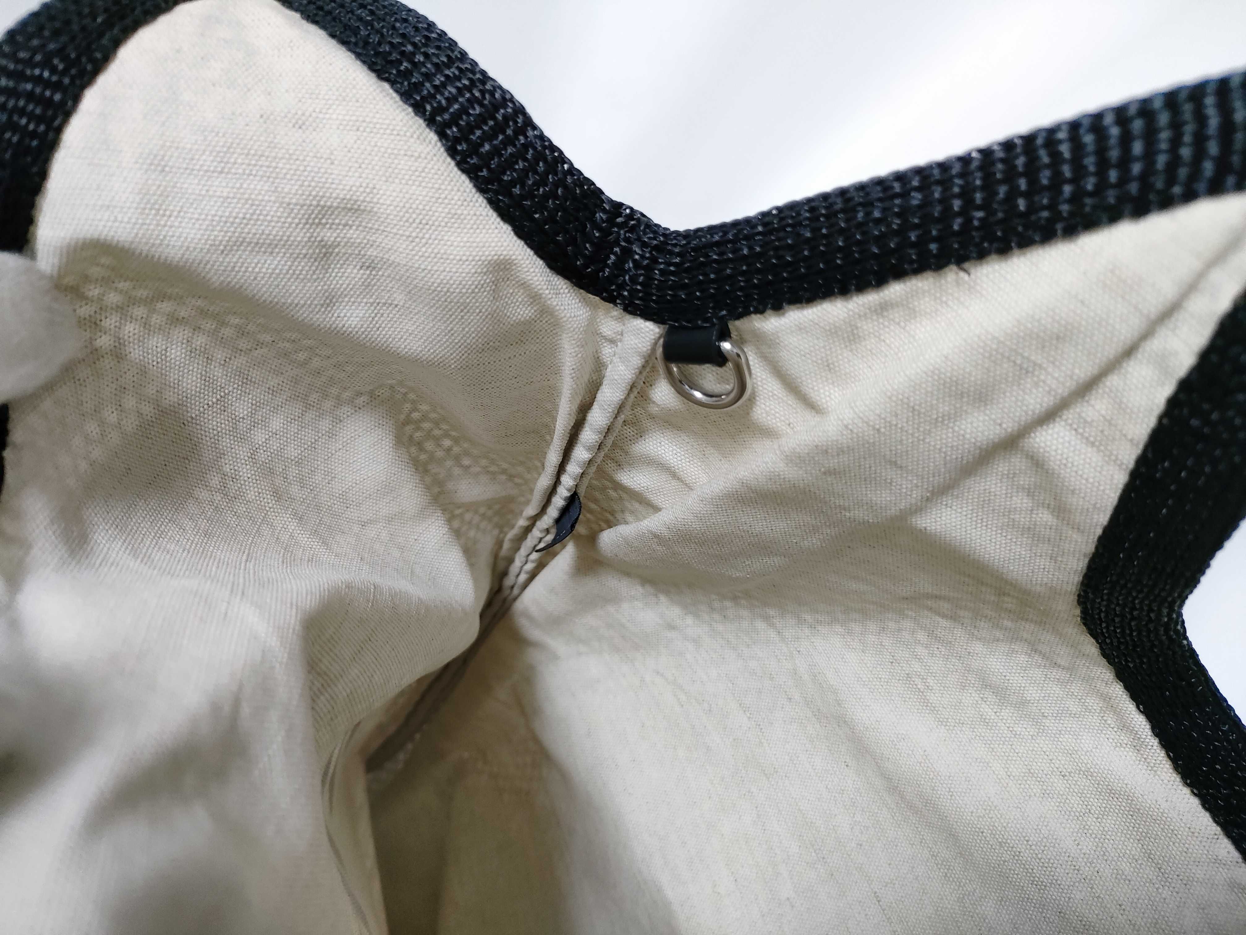 Ivy Raffia x Linen Tote Bag, Black x White Tote Bag — view 8