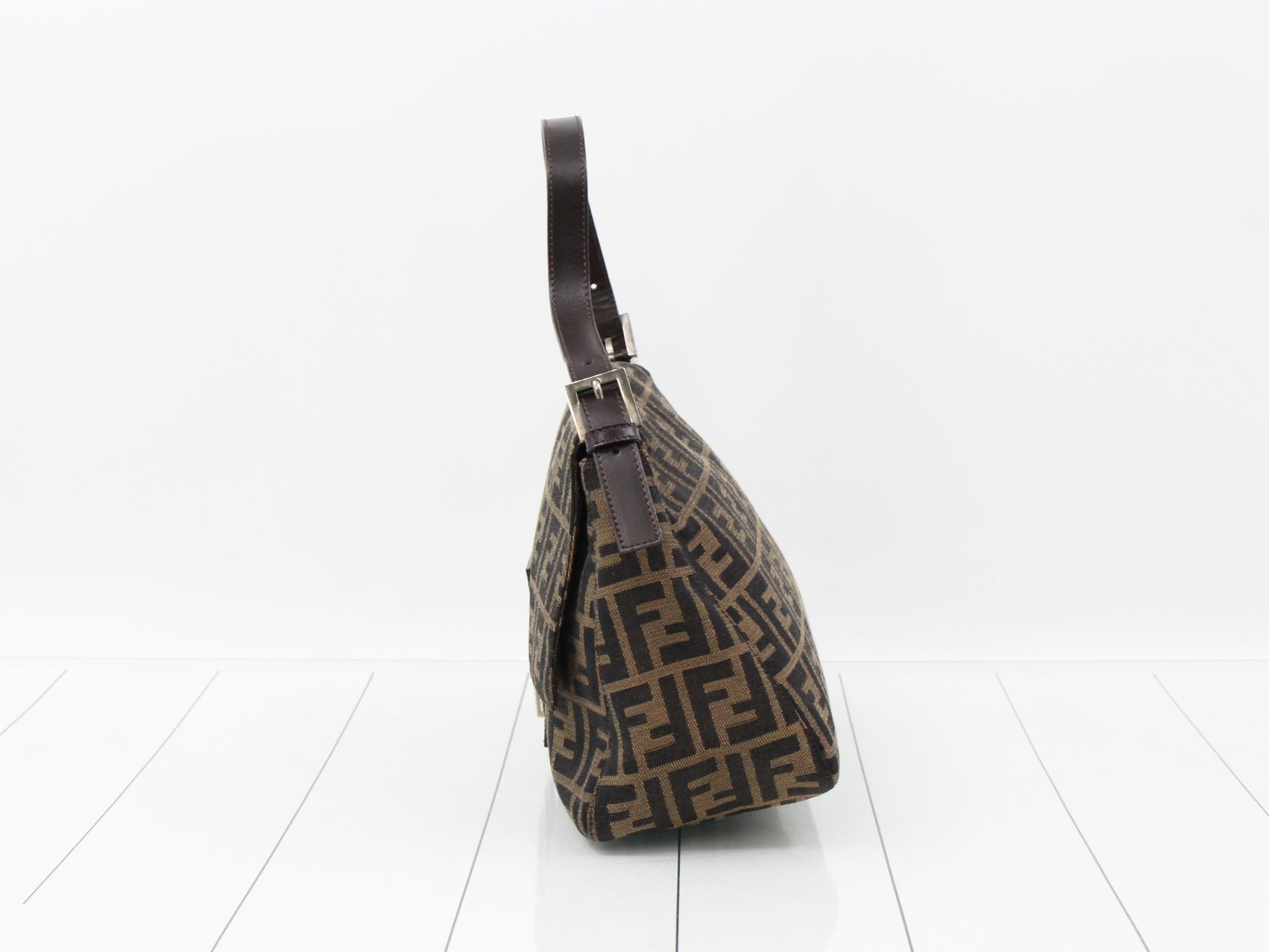 ZUCCA Mamma Bucket Shoulder Bag, Canvas/Leather, Brown — view 3