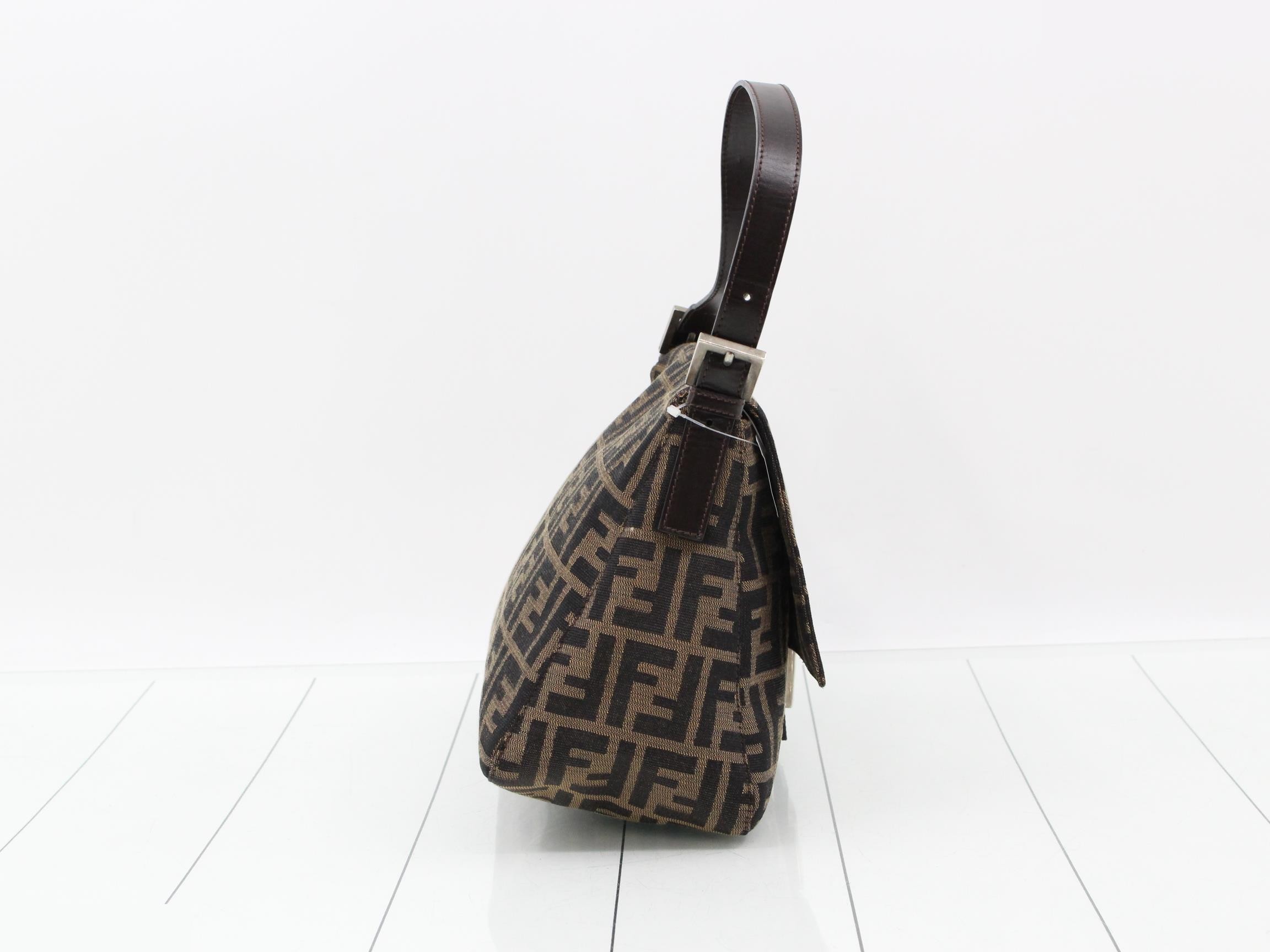 ZUCCA Mamma Bucket Shoulder Bag, Canvas/Leather, Brown — view 4