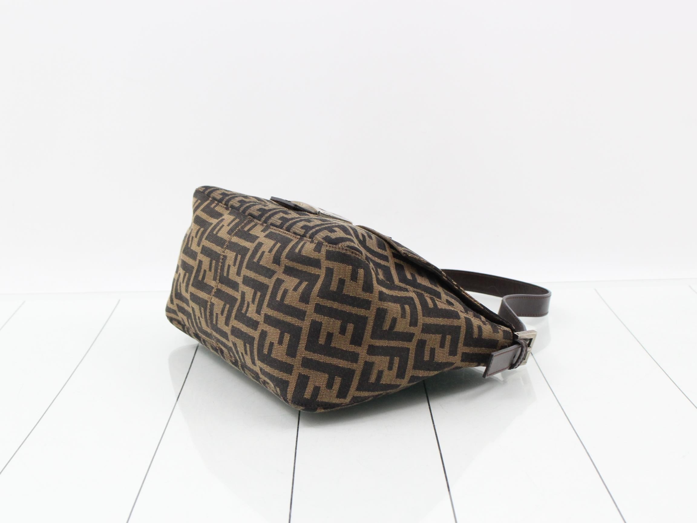 ZUCCA Mamma Bucket Shoulder Bag, Canvas/Leather, Brown — view 6