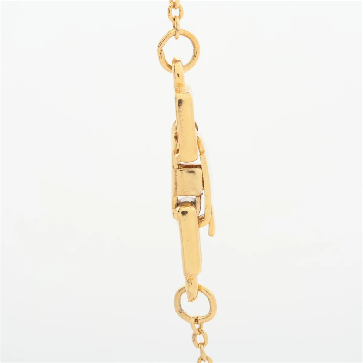 G logo necklace, GP x rhinestone, gold. Shows signs of wear, — view 3