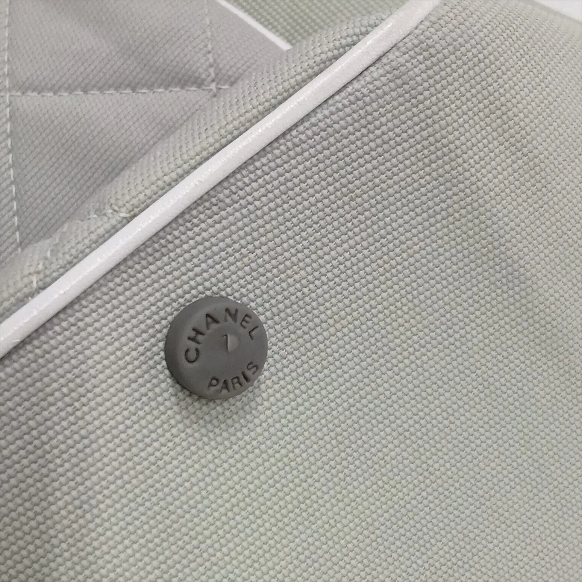 Sport Line Canvas x Leather Tote Bag, Gray x White, Silver Hardware, Item No. 6482782 (Serial Number 6) — view 12
