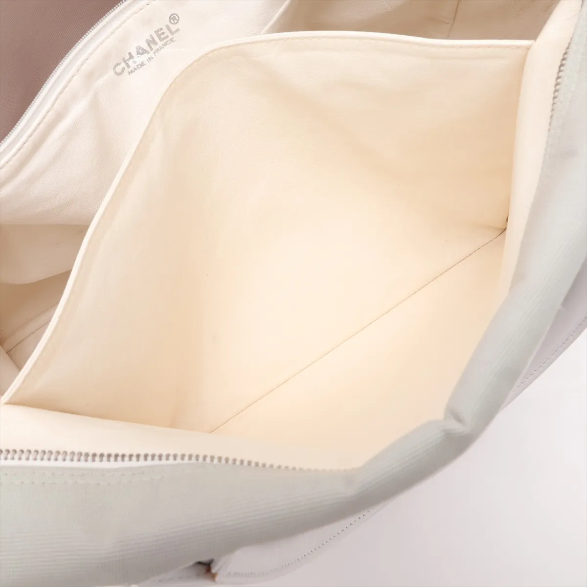 Sport Line Canvas x Leather Tote Bag, Gray x White, Silver Hardware, Item No. 6482782 (Serial Number 6) — view 9