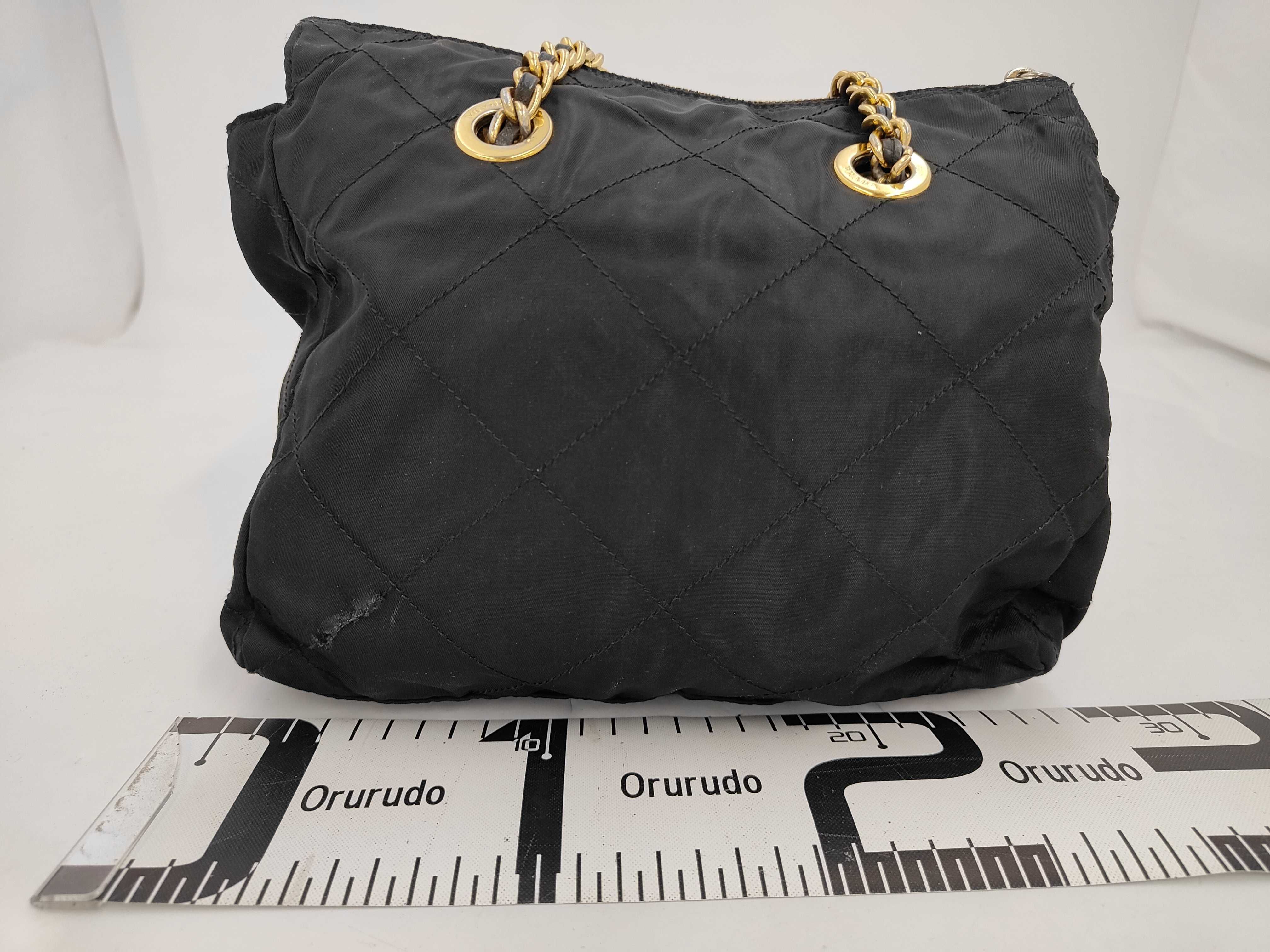 nylon chain shoulder bag in black. — view 2