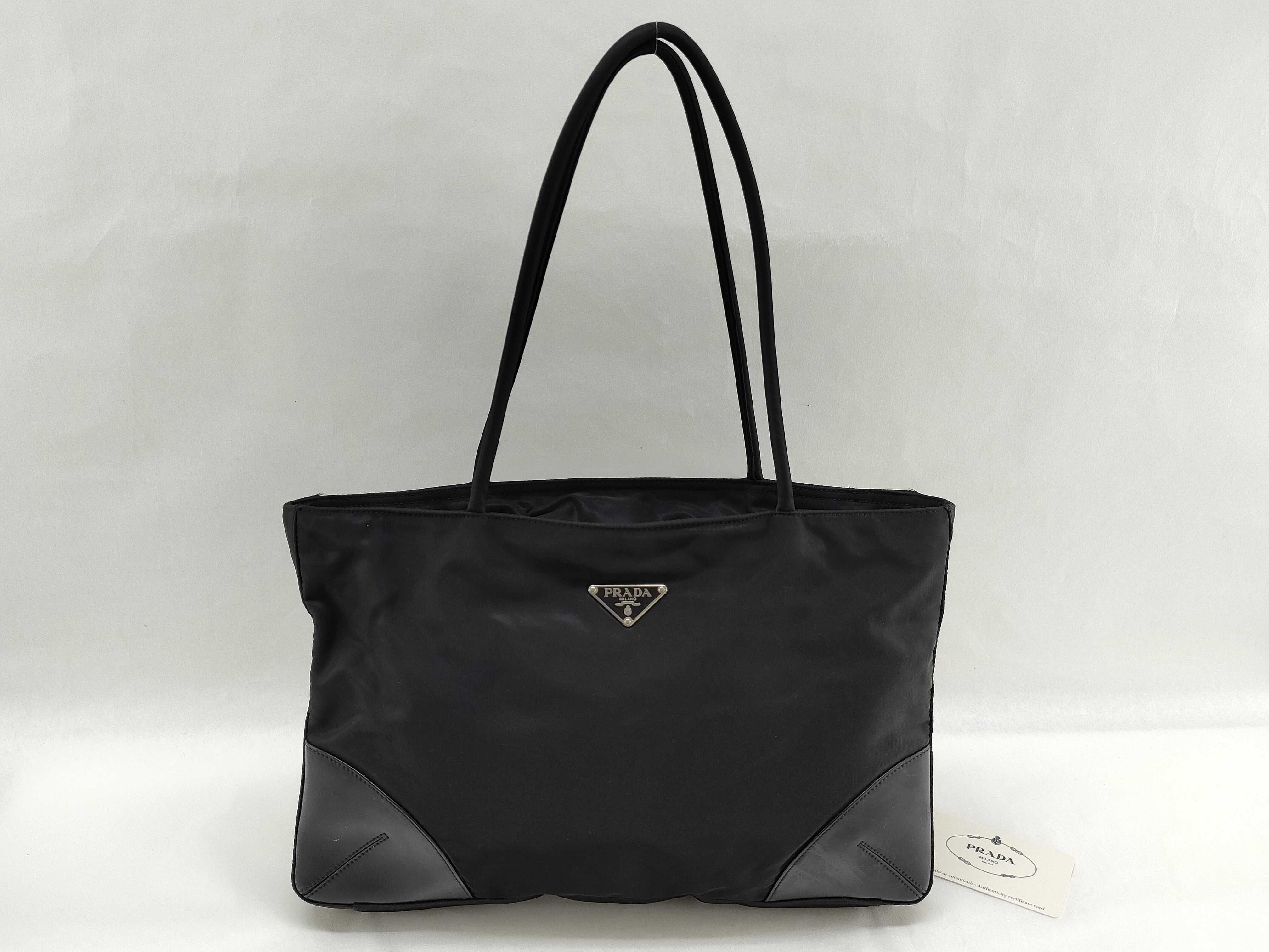 Shoulder Bag Triangle Logo Nylon Leather Tote Bag