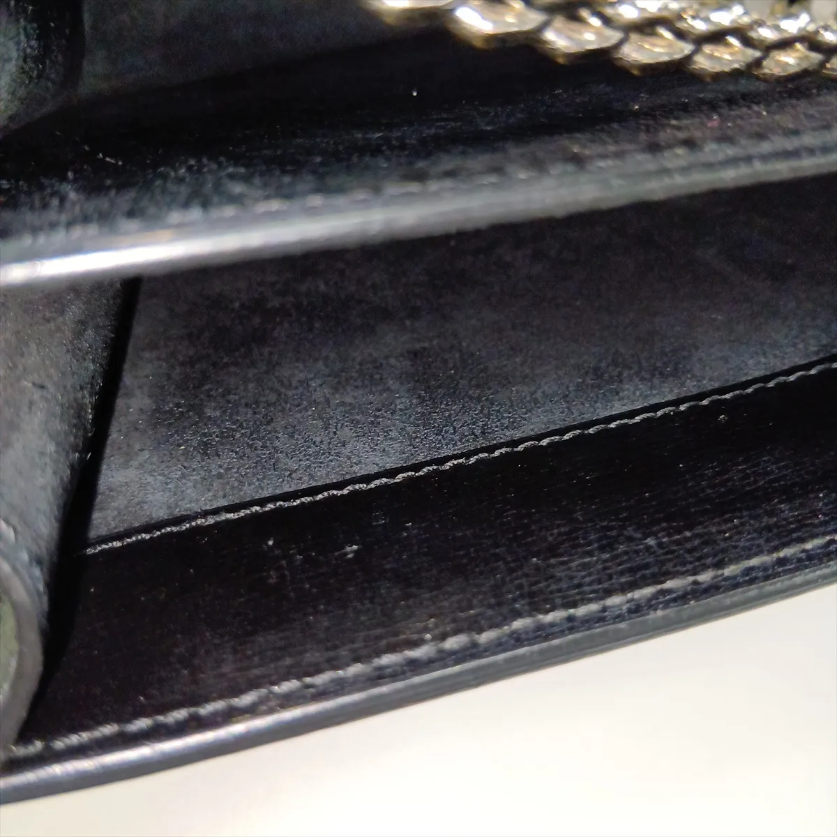 Sunset 442906 Leather Chain Shoulder Bag, Black — view 15