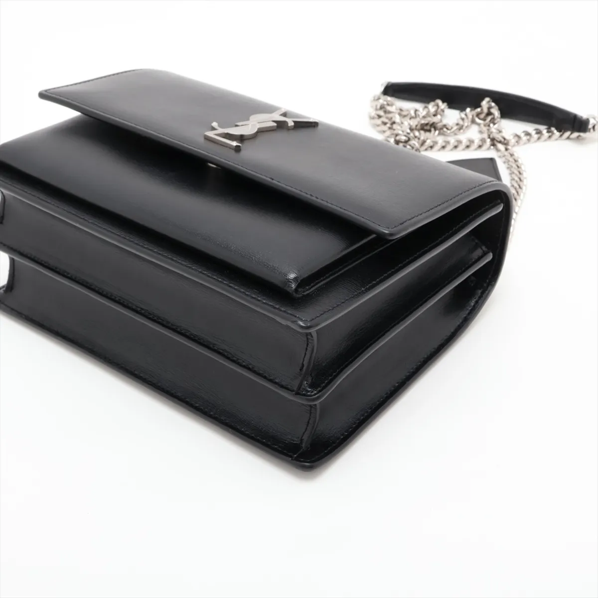 Sunset 442906 Leather Chain Shoulder Bag, Black — view 3