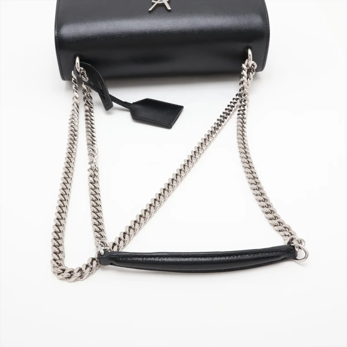 Sunset 442906 Leather Chain Shoulder Bag, Black — view 5