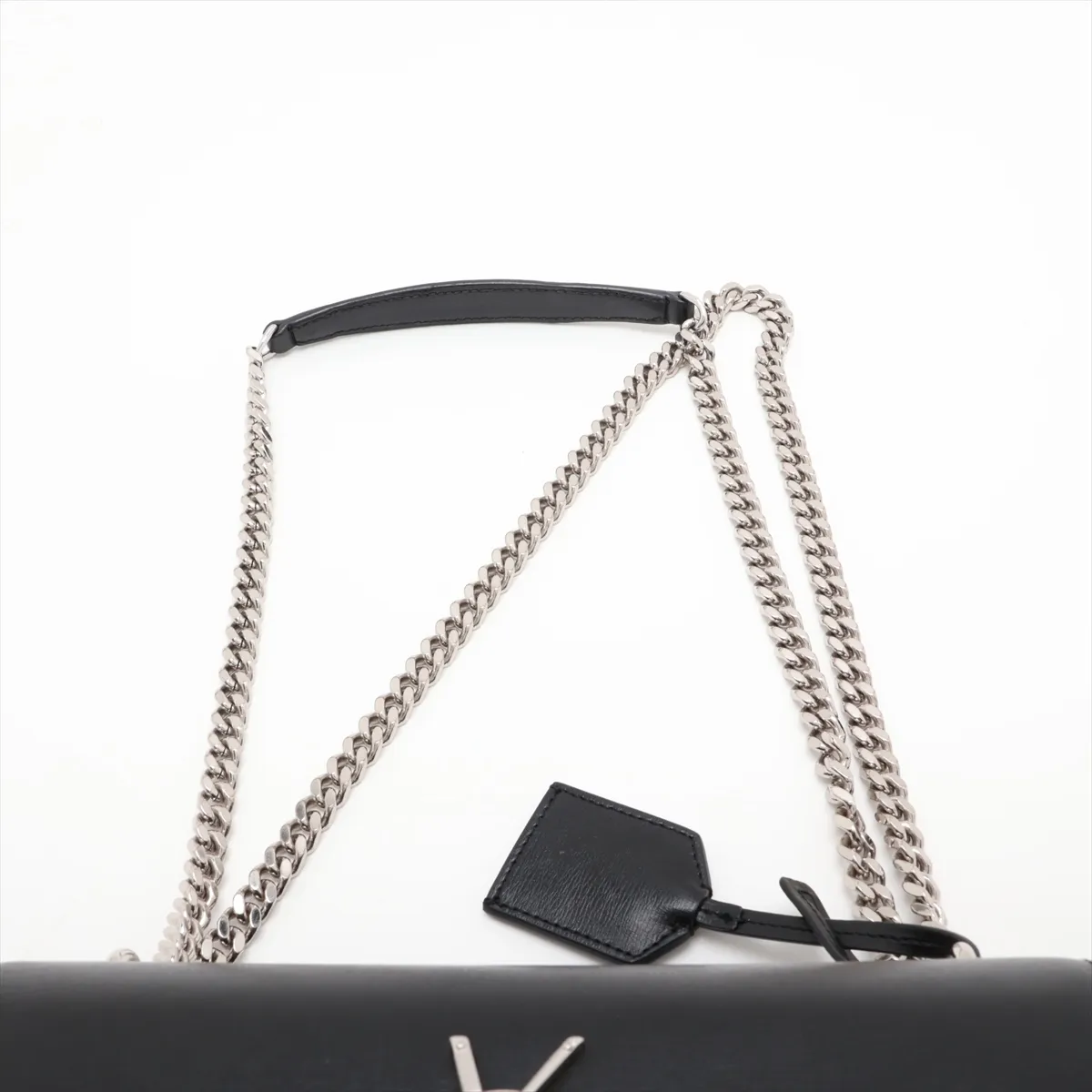 Sunset 442906 Leather Chain Shoulder Bag, Black — view 6