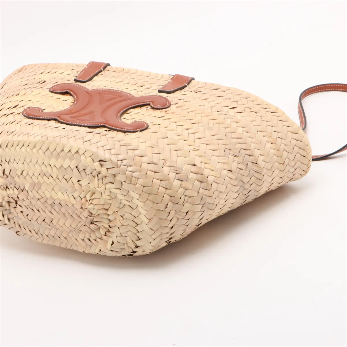 Triomphe Panier Raffia x Leather Basket Bag Beige x Brown — view 3