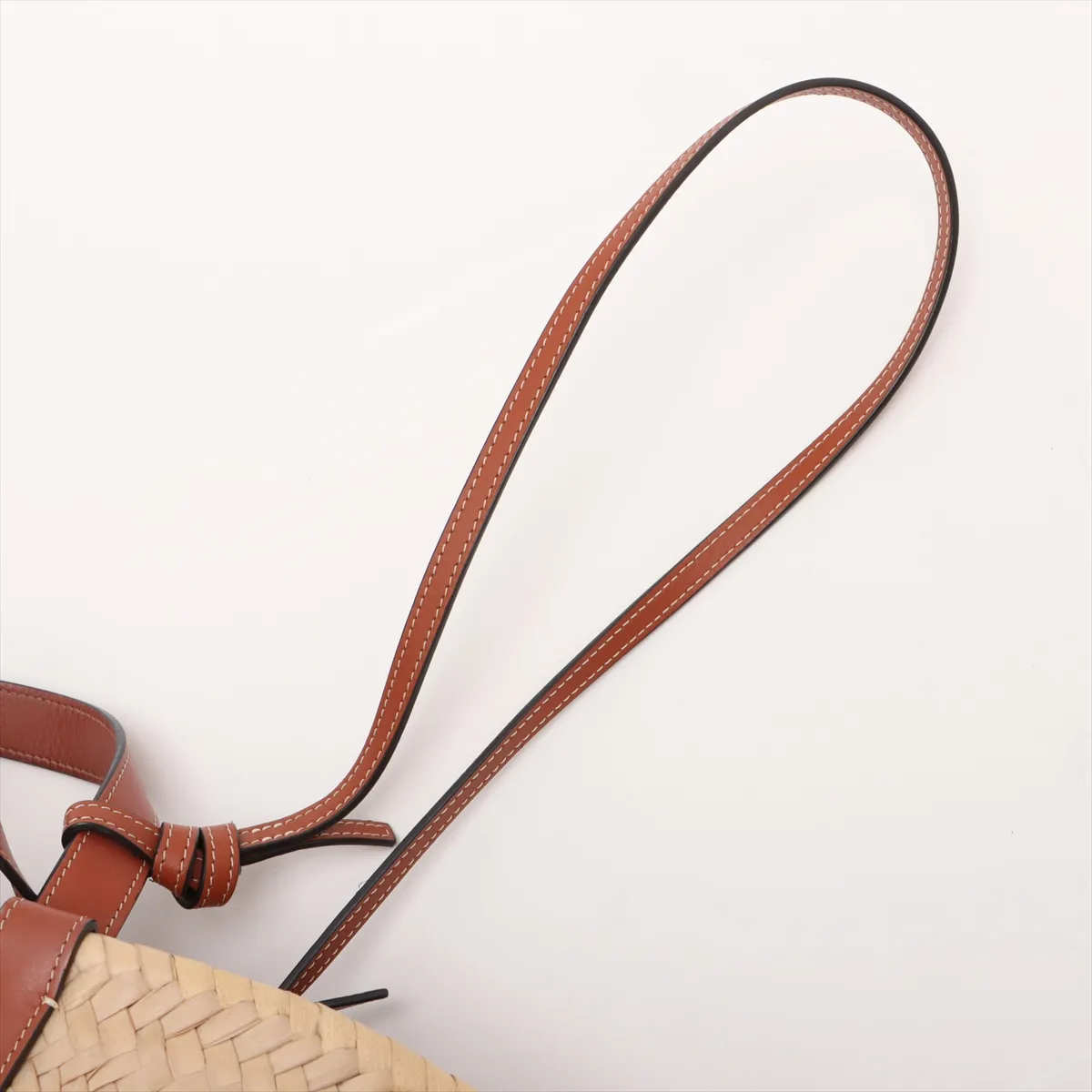 Triomphe Panier Raffia x Leather Basket Bag Beige x Brown — view 7