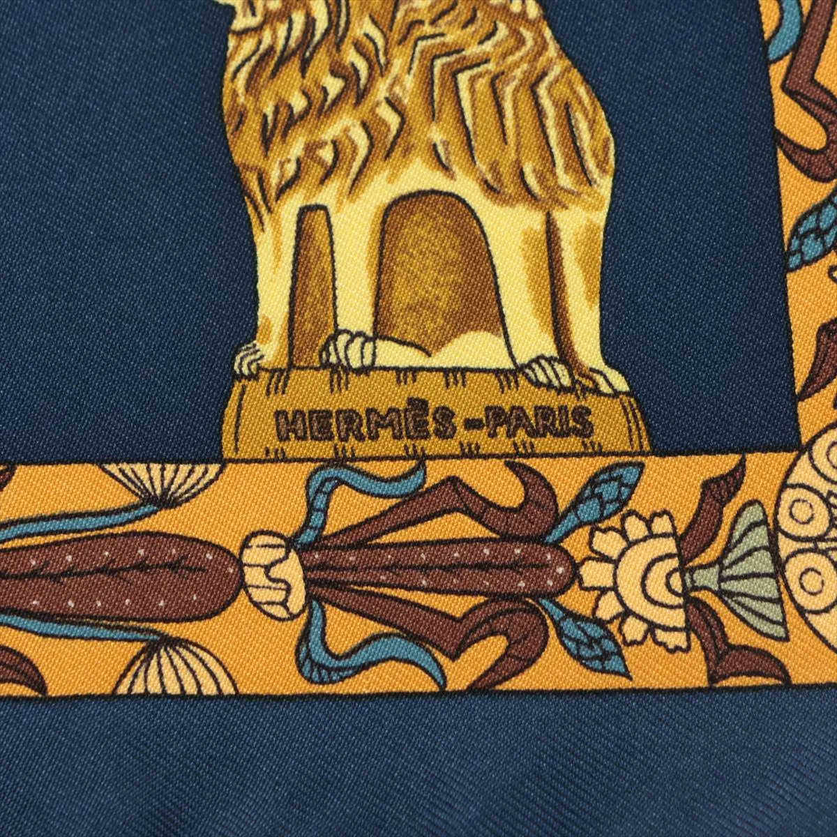 Carre 45 TORANA Tower Scarf Silk Navy x Yellow — view 6