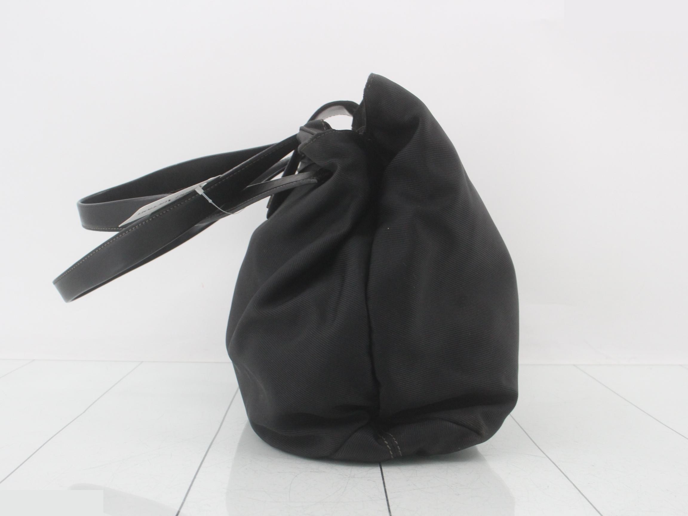 Nylon/Leather Logo Plate Tote Bag, Black — view 3