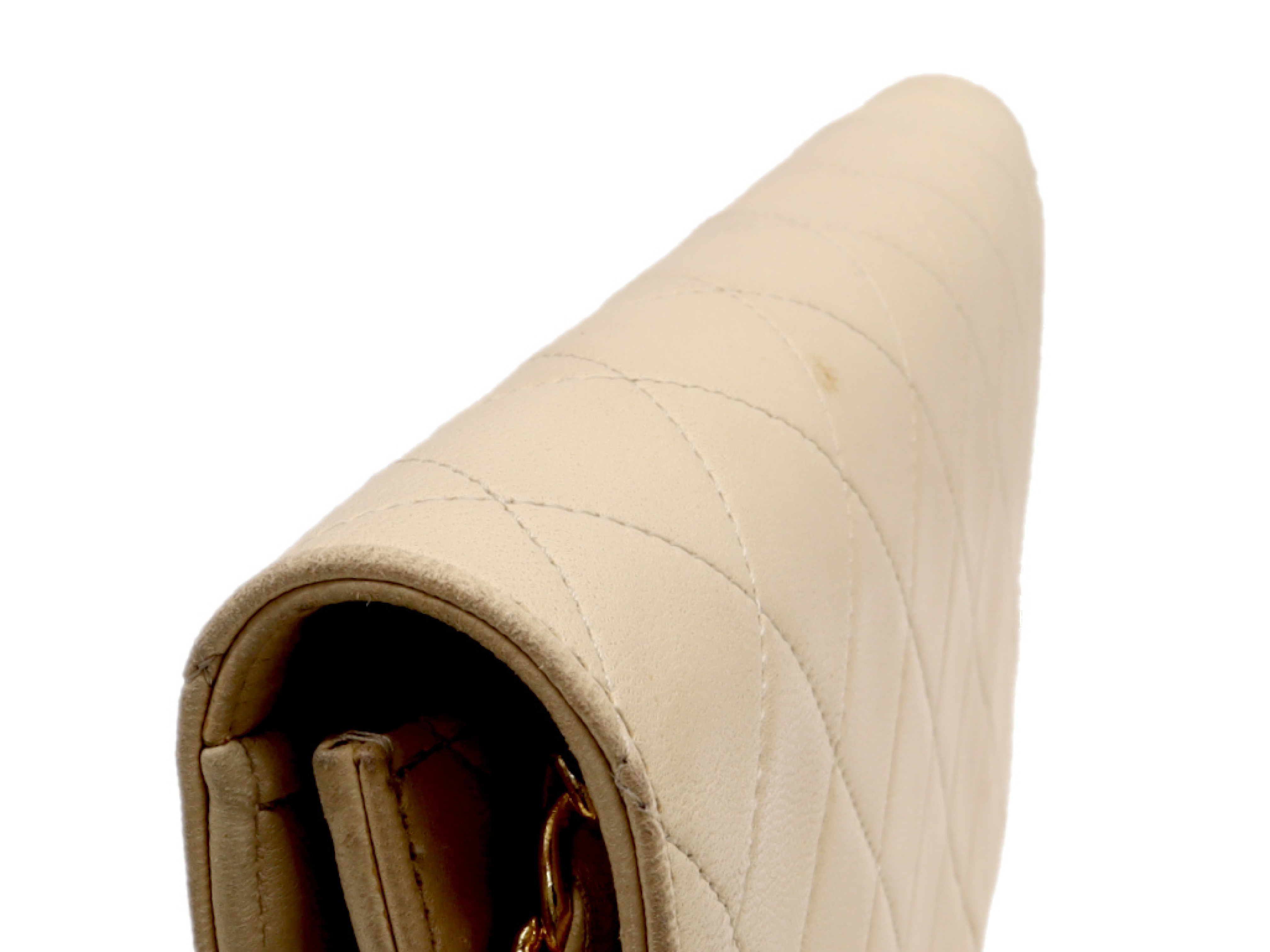 Matelassé Lambskin Short-Sleeve Chain Shoulder Bag, Beige, No Seal — view 5