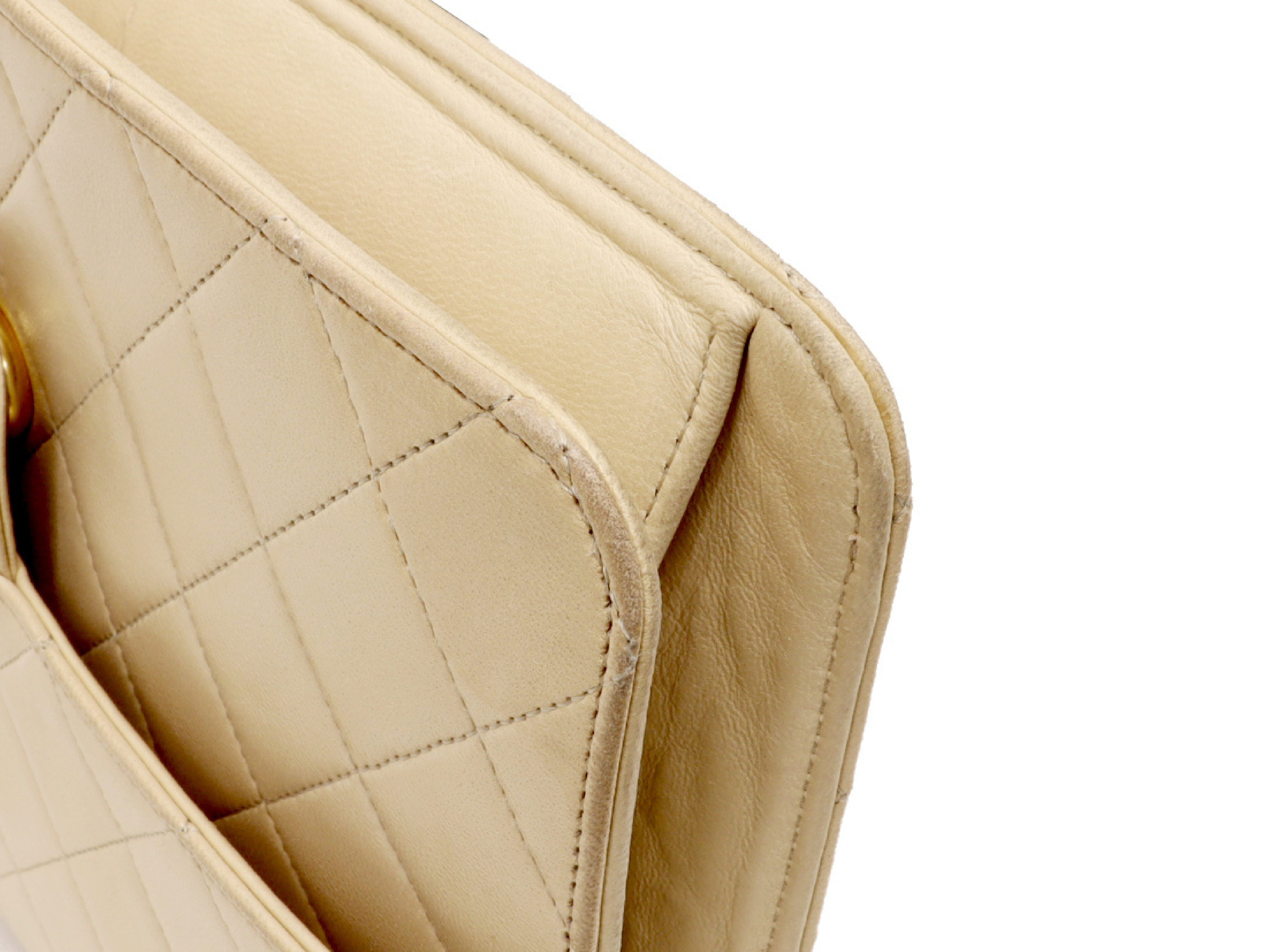 Matelassé Lambskin Short-Sleeve Chain Shoulder Bag, Beige, No Seal — view 6