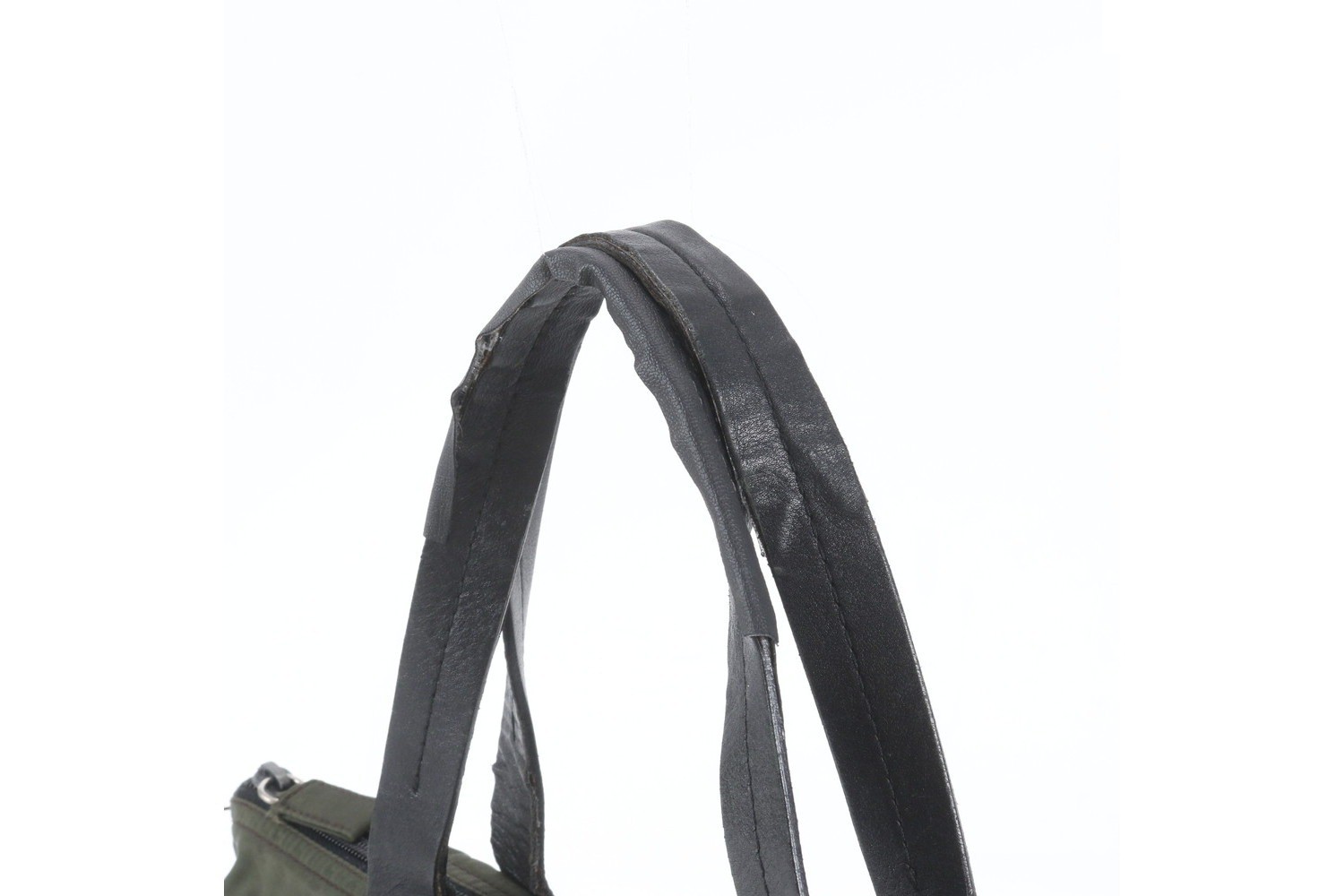Tessuto Nylon Triangle Logo Leather Tote Bag (Shoulder Bag) — view 2