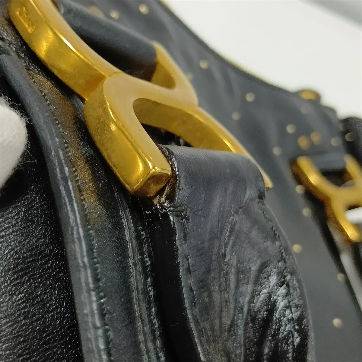 Marcie Leather Studded Handbag, Black — view 13
