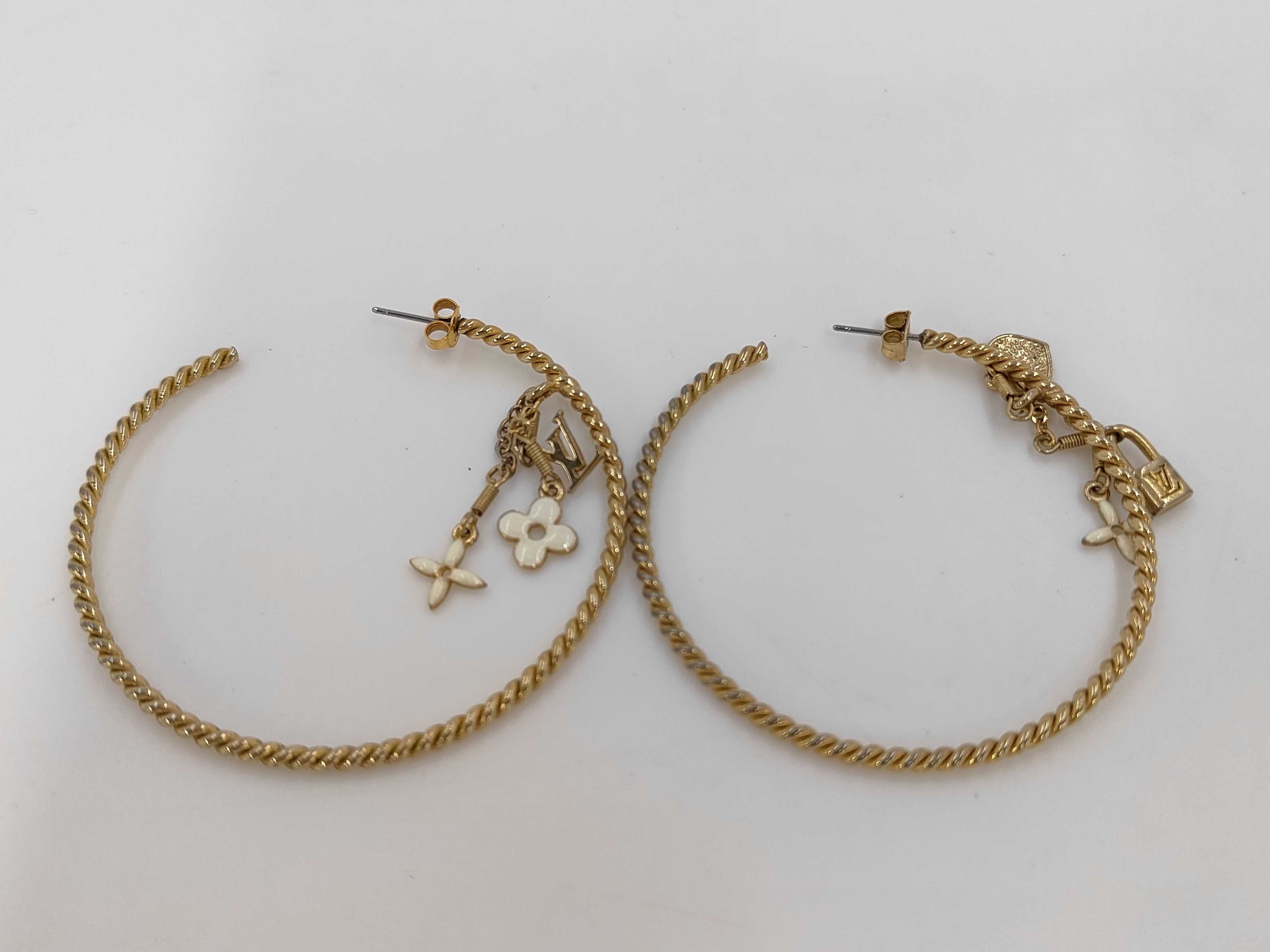 Creole Flower Heart Padlock Earrings — view 2